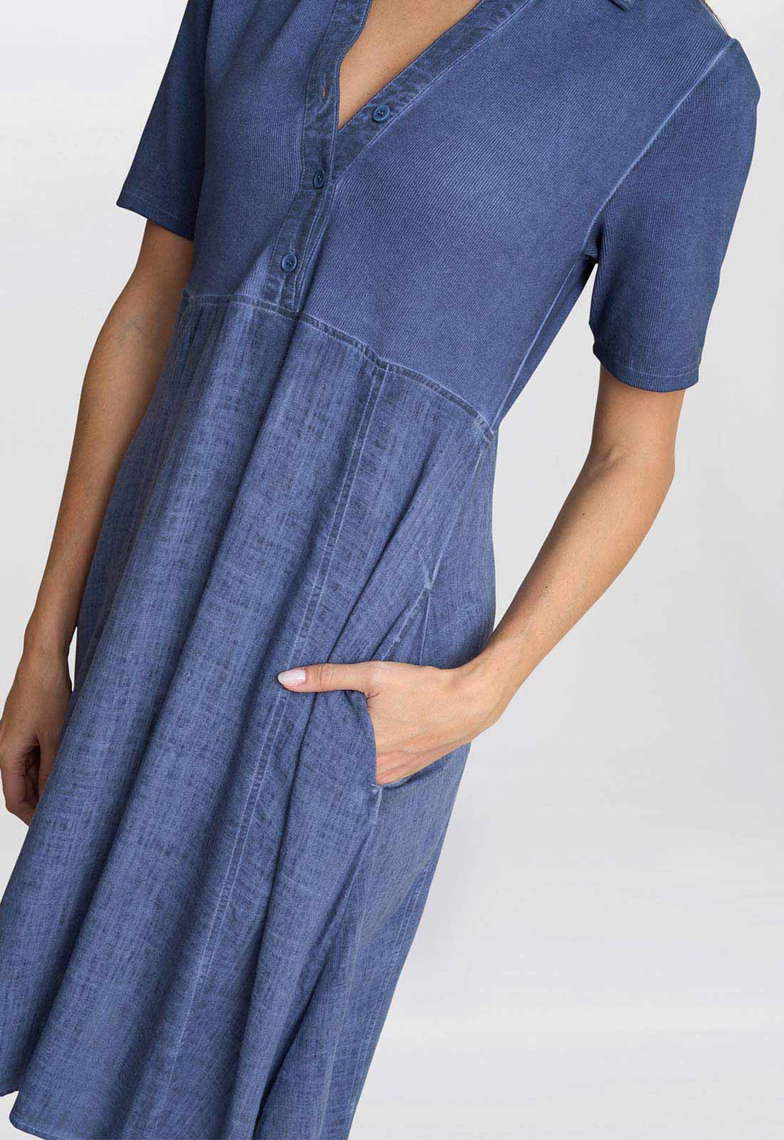 Gina Bacconi Blue Aaliyah Chambray Dress - Image 6
