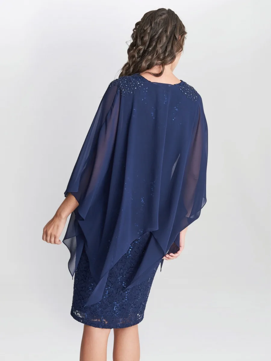 Gina Bacconi Adelaide V Neck Shift Dress With Jacket - Image 4