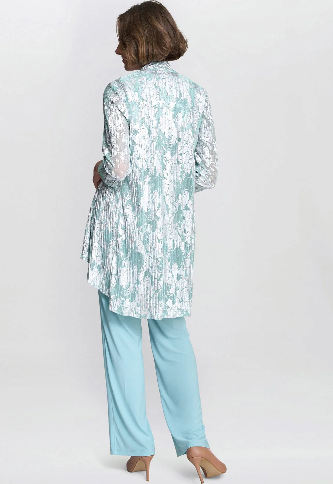 Gina Bacconi Aqua Mabel Three Piece Jacquard Trouser Suit - Image 2