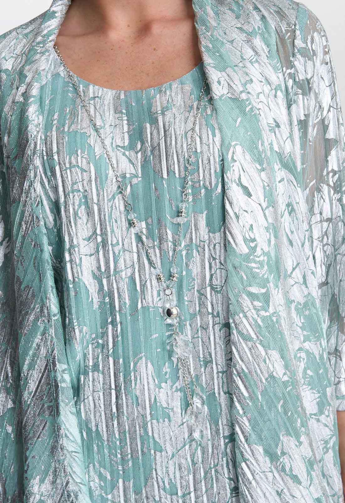 Gina Bacconi Aqua Mabel Three Piece Jacquard Trouser Suit - Image 5