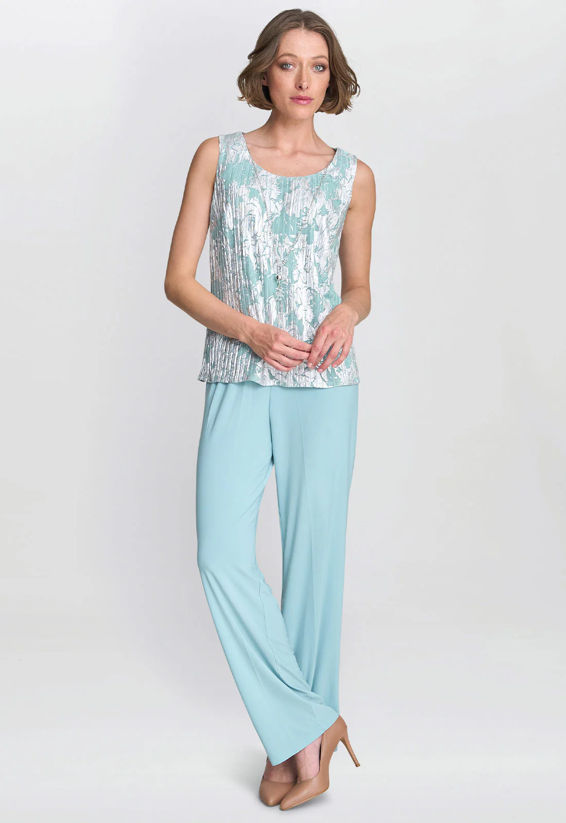 Gina Bacconi Aqua Mabel Three Piece Jacquard Trouser Suit - Image 7