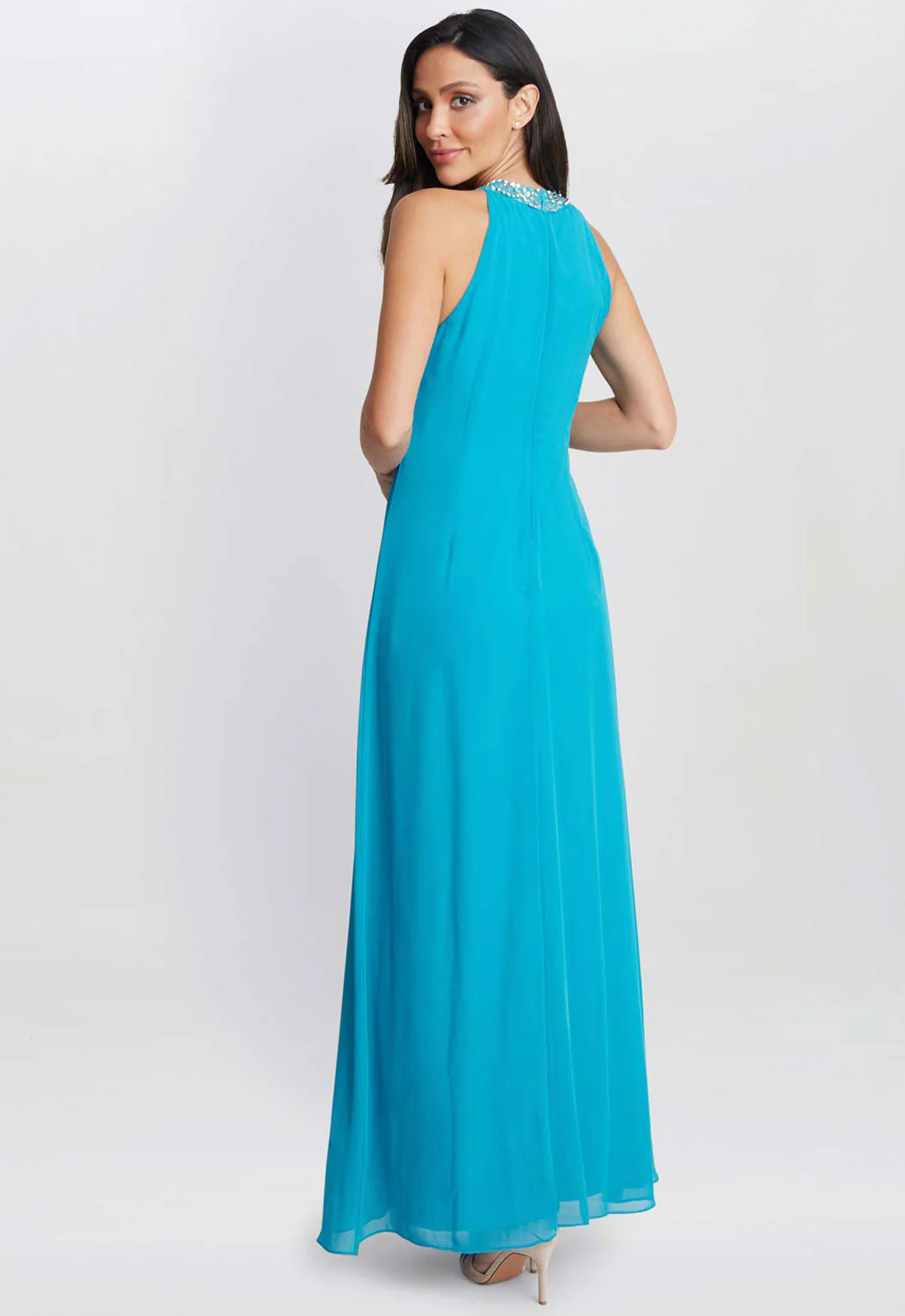 Gina Bacconi Aqua Pamela Halterneck Maxi Dress - Image 2