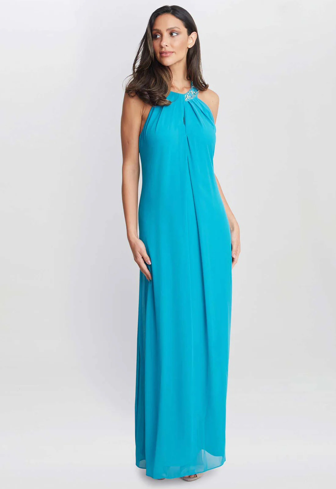Gina Bacconi Aqua Pamela Halterneck Maxi Dress - Image 6