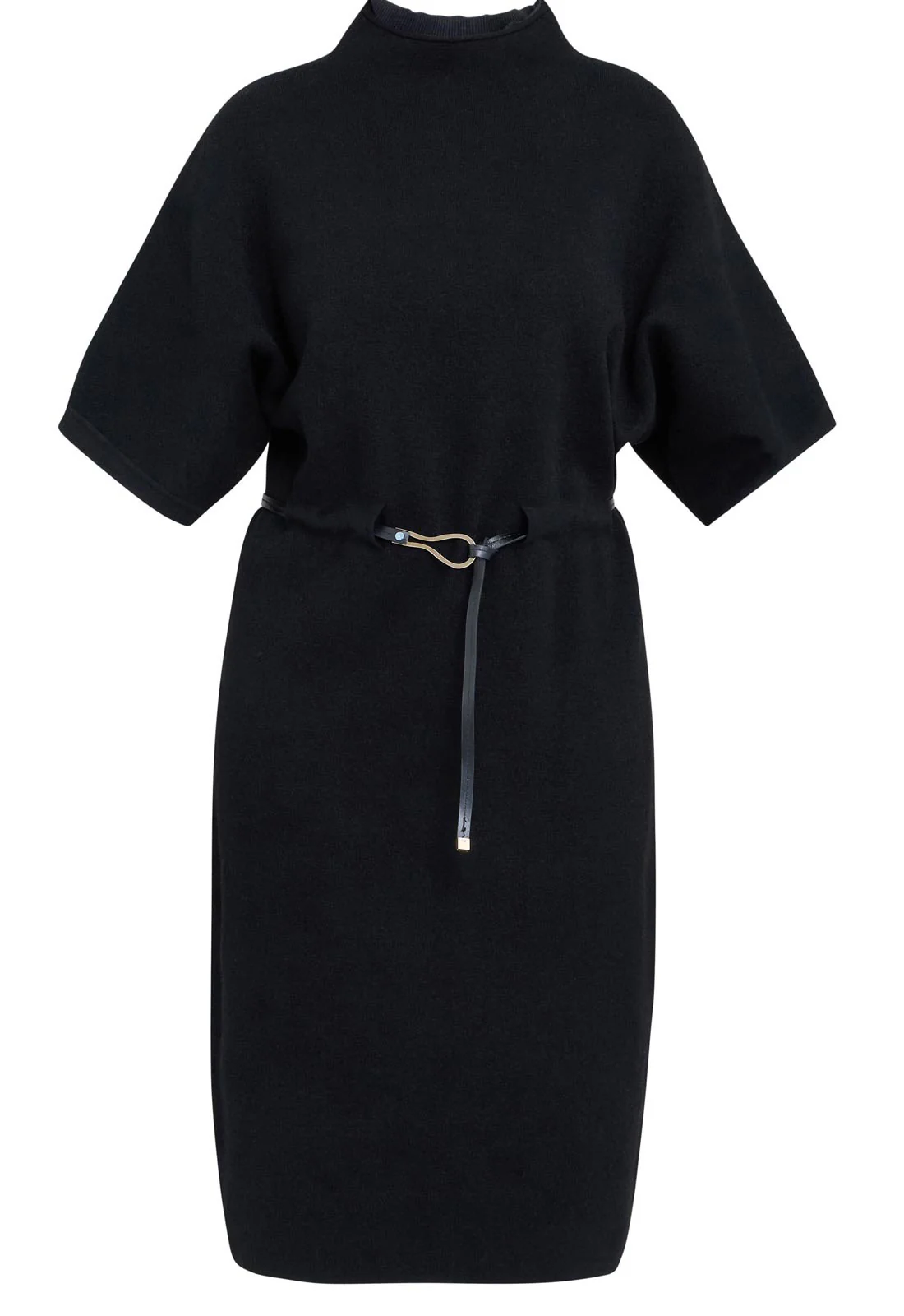 Gina Bacconi Black Alaura Belted Knit Midi Dress - Image 5