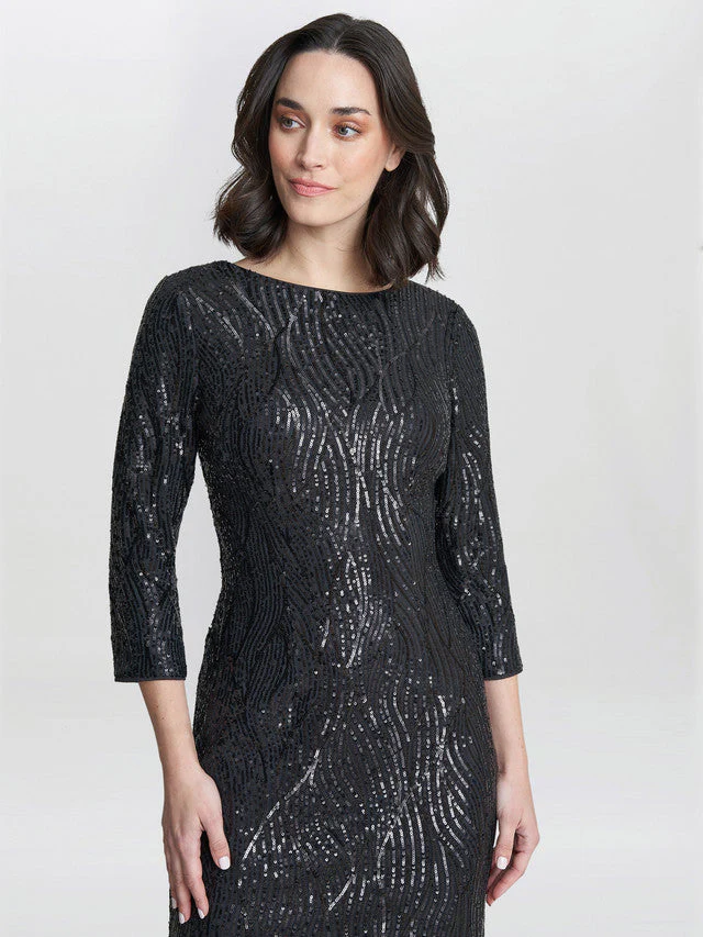 Gina Bacconi Black Angelina Sequin Shift Dress - Image 2