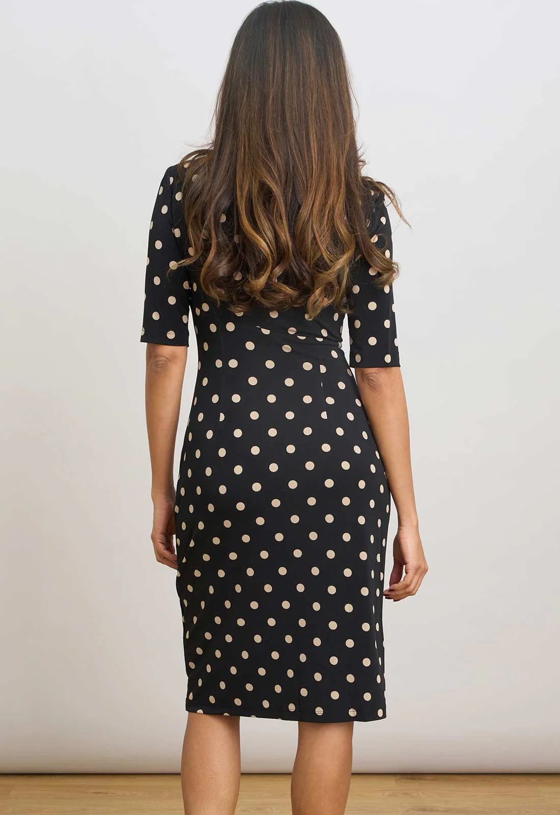 Gina Bacconi BLACK / BEIGE Harper Jersey Wrap Dress - Image 2