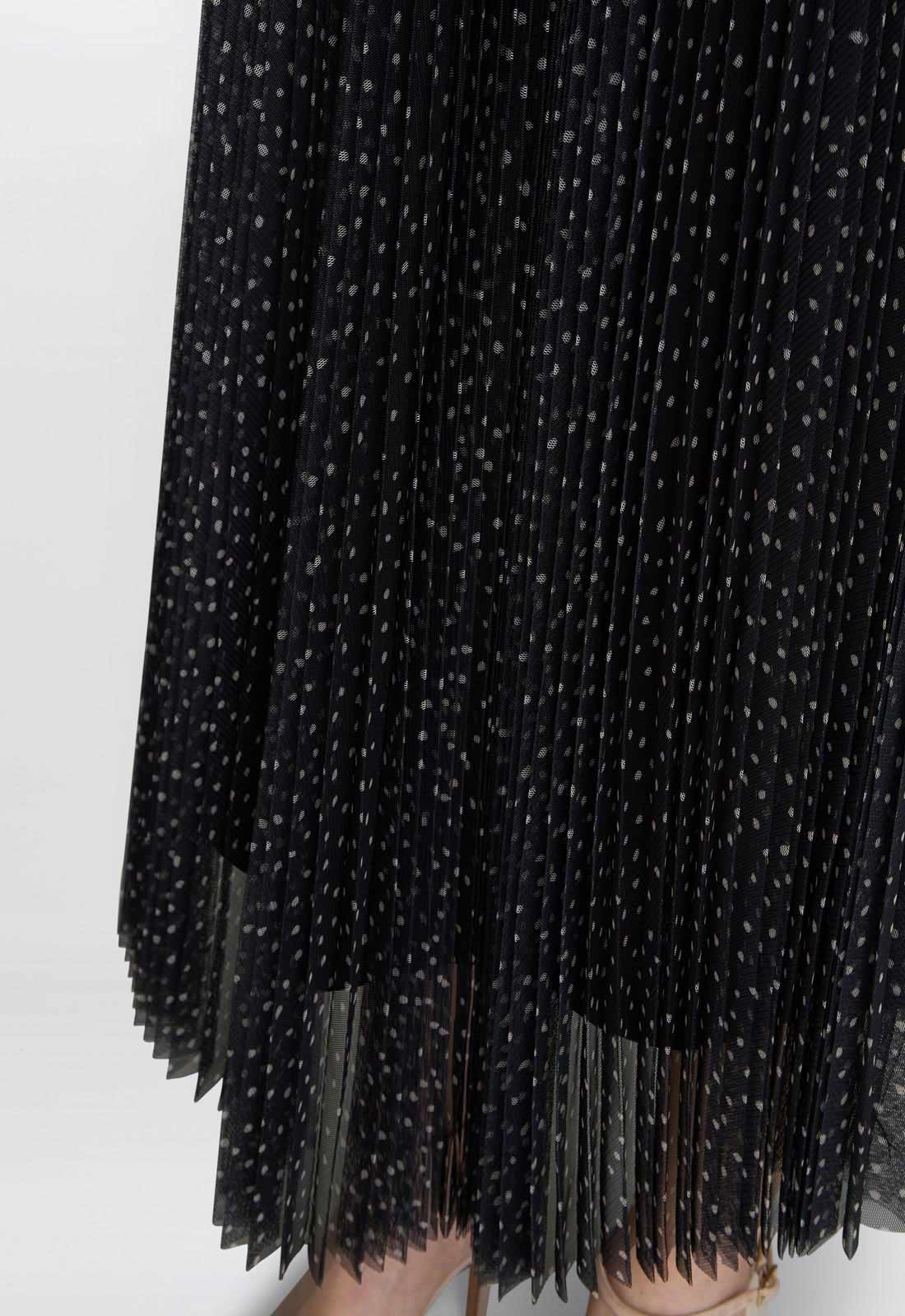 Gina Bacconi Black / Cream Roslynn Pleated Mesh Skirt - Image 4