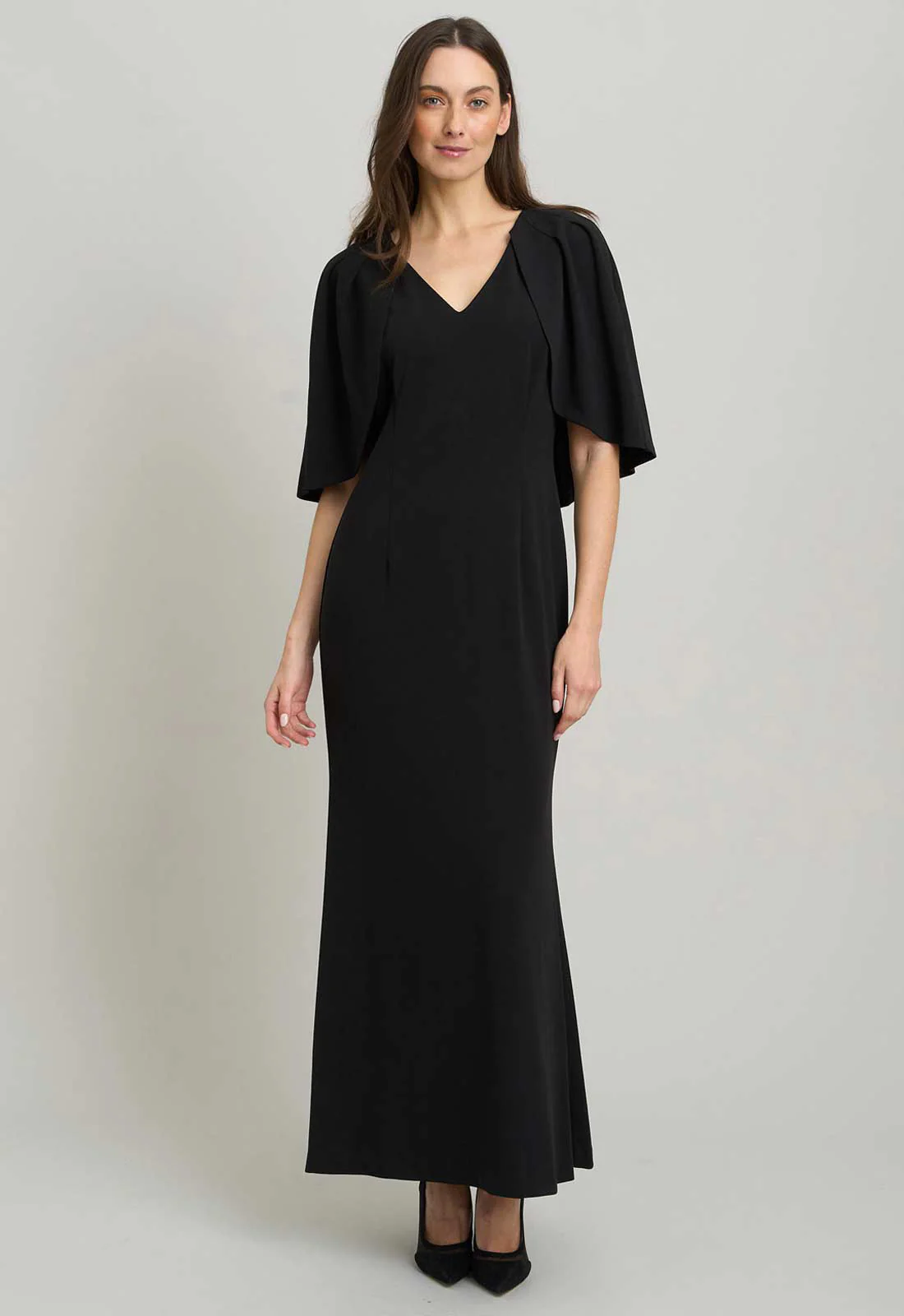 Gina Bacconi BLACK Francine Cape Sleeve Maxi Dress - Image 2