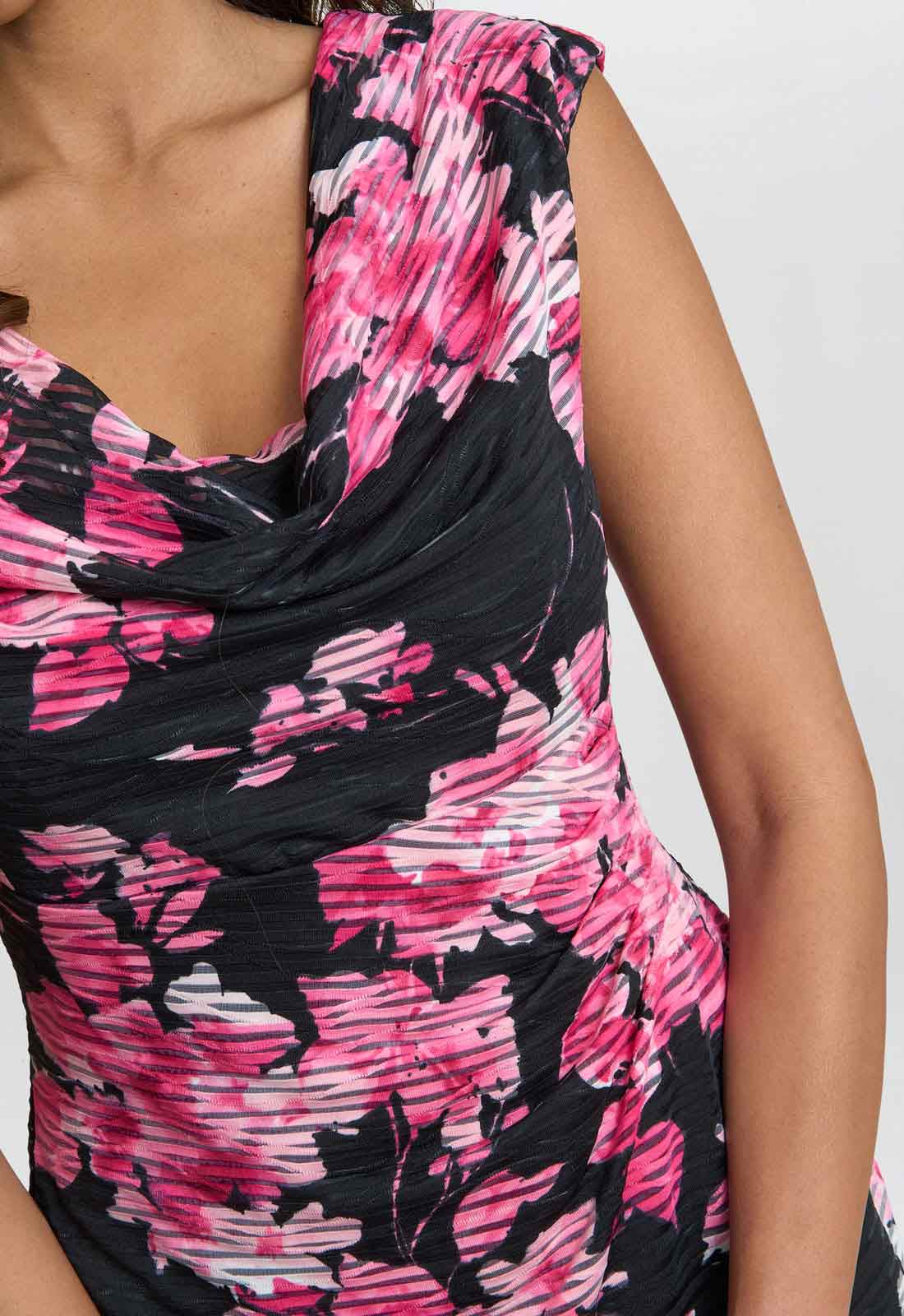 Gina Bacconi Black & Fuchsia Roslyn Cowl Neck Dress - Image 7