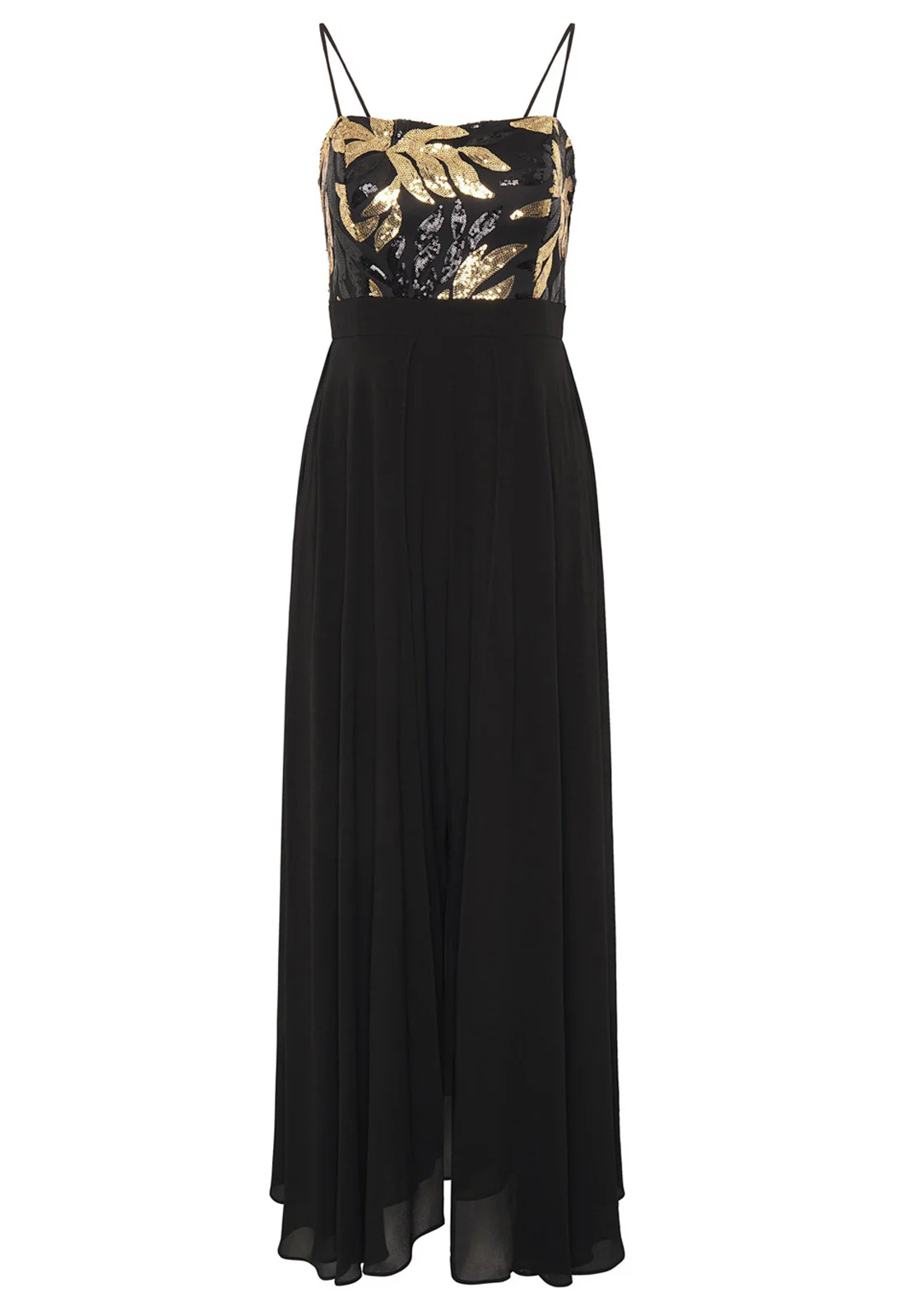 Gina Bacconi Black / Gold Fannie Black And Gold Chiffon Jumpsuit - Image 4