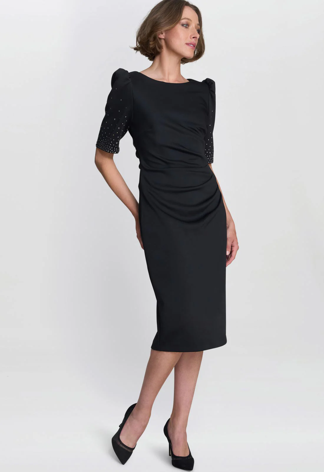 Gina Bacconi Black Louisa Dress With Beaded Sleeve - Image 2