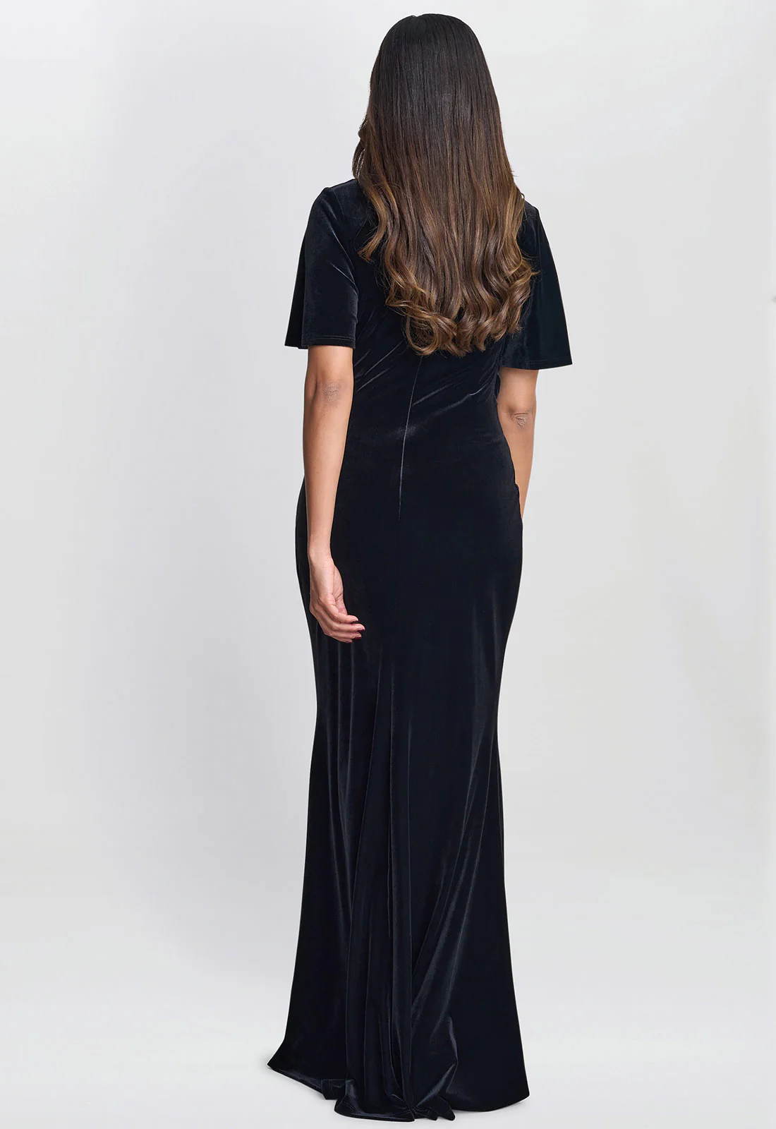 Gina Bacconi Black Minka Velvet Maxi Dress With Cowl Neck - Image 2