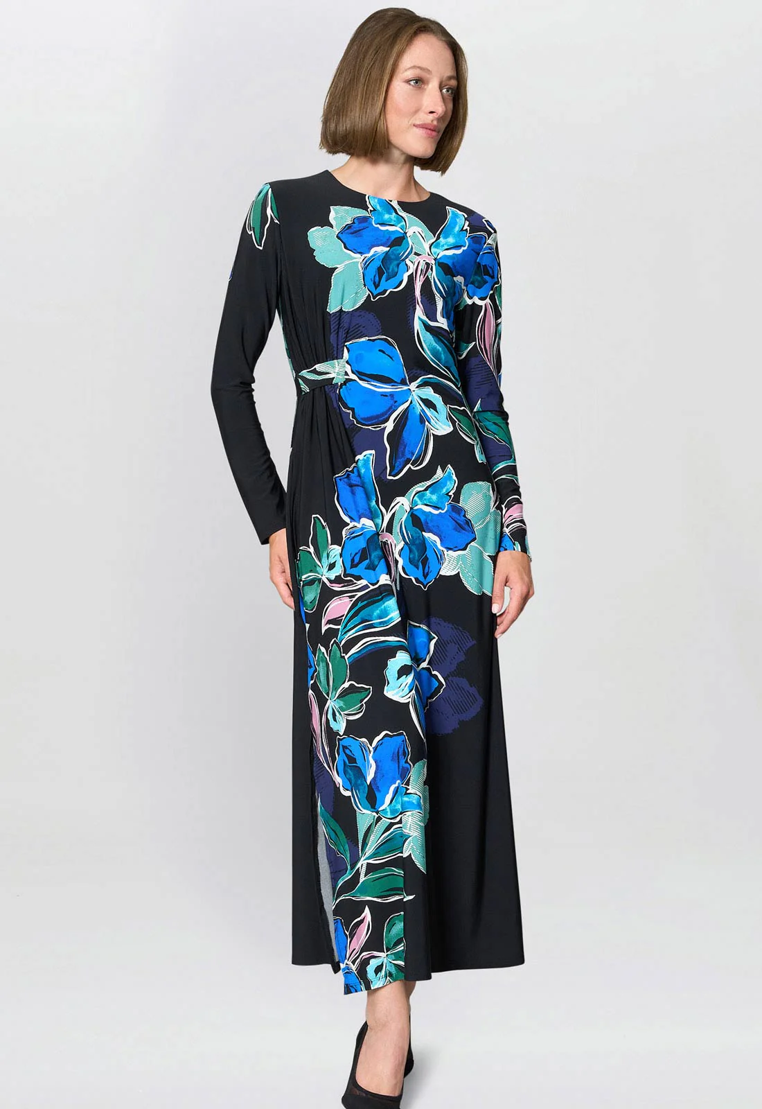 Gina Bacconi Black / Multi Eli Floral Print Maxi Dress - Image 5