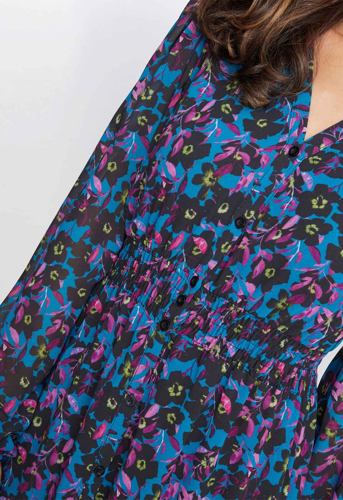 Gina Bacconi Black and Multi Judy Button Dwon Long Sleeve Dress - Image 5