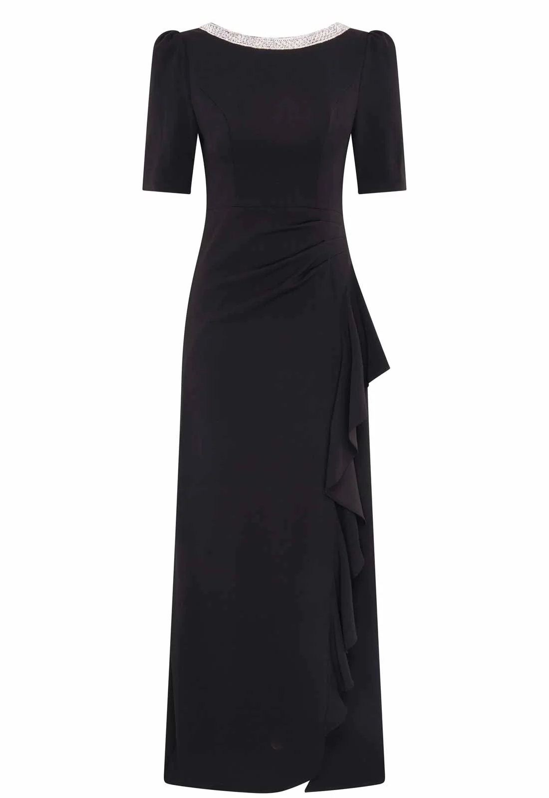 Gina Bacconi Black Paola Beaded Neck Maxi Dress - Image 5