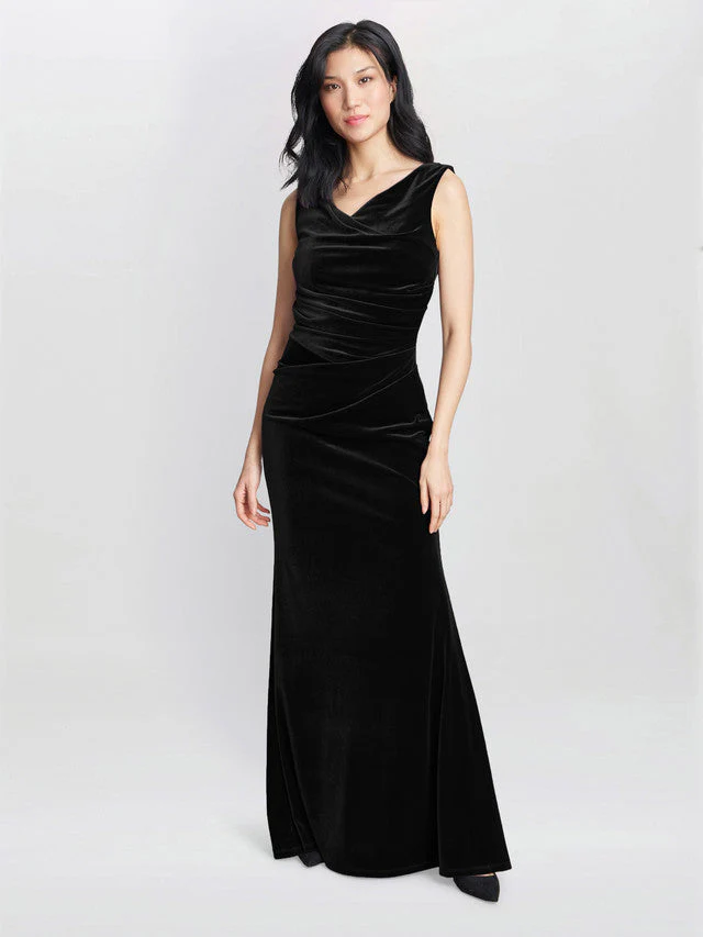 Gina Bacconi Black Selena Velvet Maxi Dress - Image 3