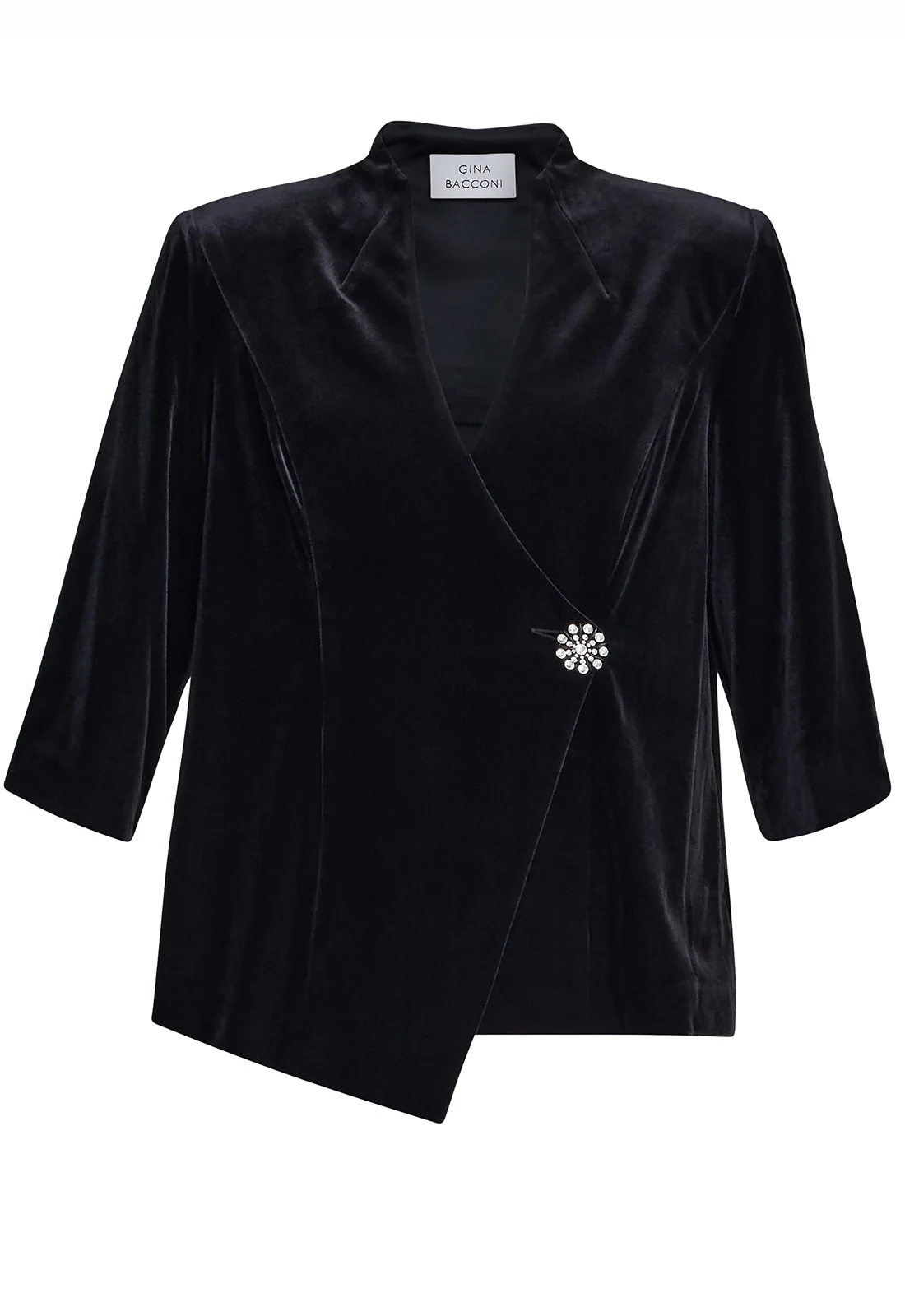 Gina Bacconi Black Tayla Velvet Wrap Blouse - Image 2
