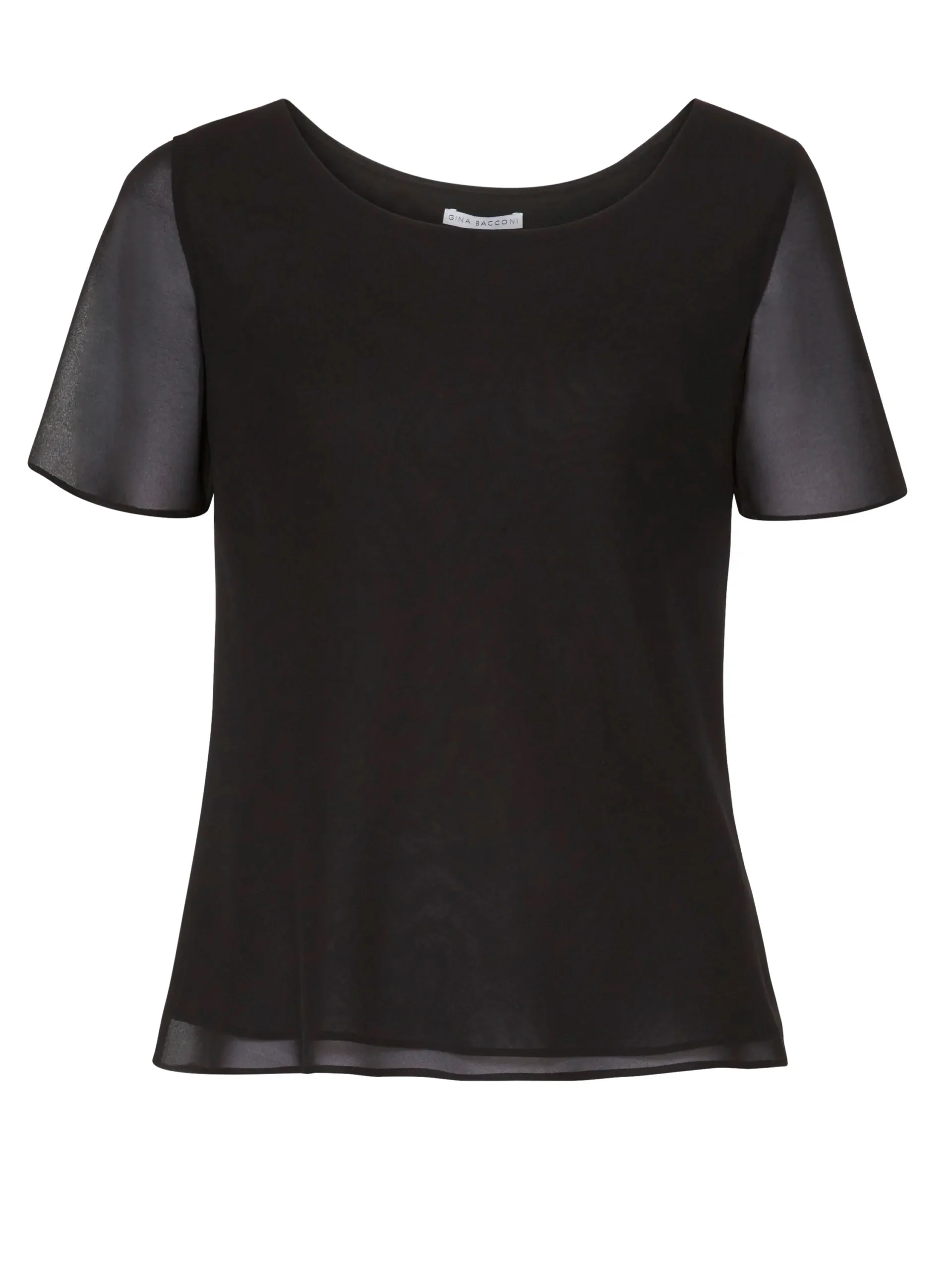 Gina Bacconi Black Triple Layer Chiffon Top - Image 2