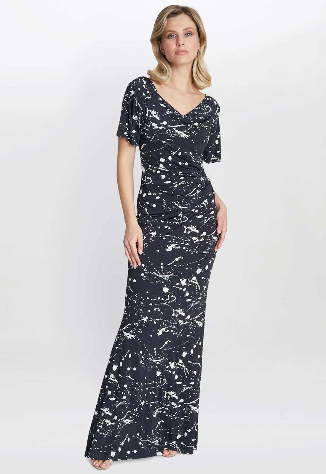 Gina Bacconi Black and White Lacy Jersey Maxi Dress - Image 2