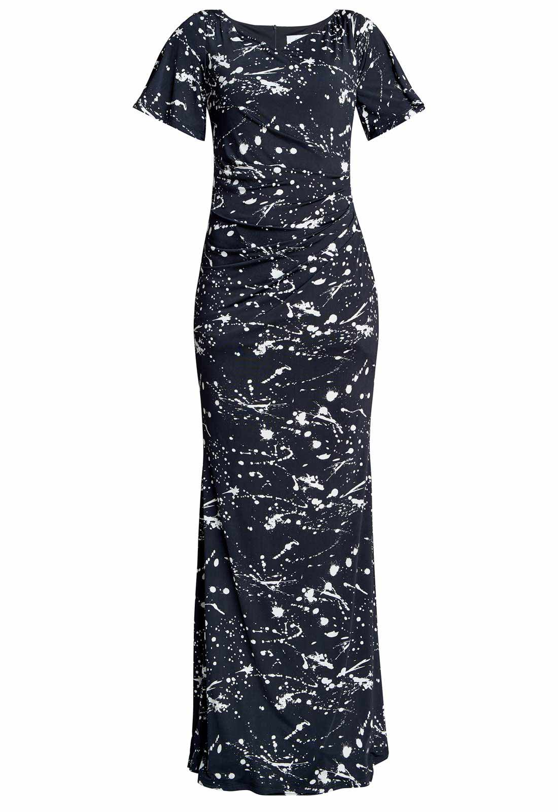 Gina Bacconi Black and White Lacy Jersey Maxi Dress - Image 5