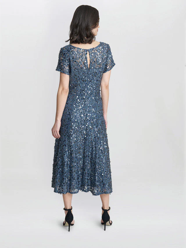 Gina Bacconi Blue Andrea A-Line Dress - Image 4