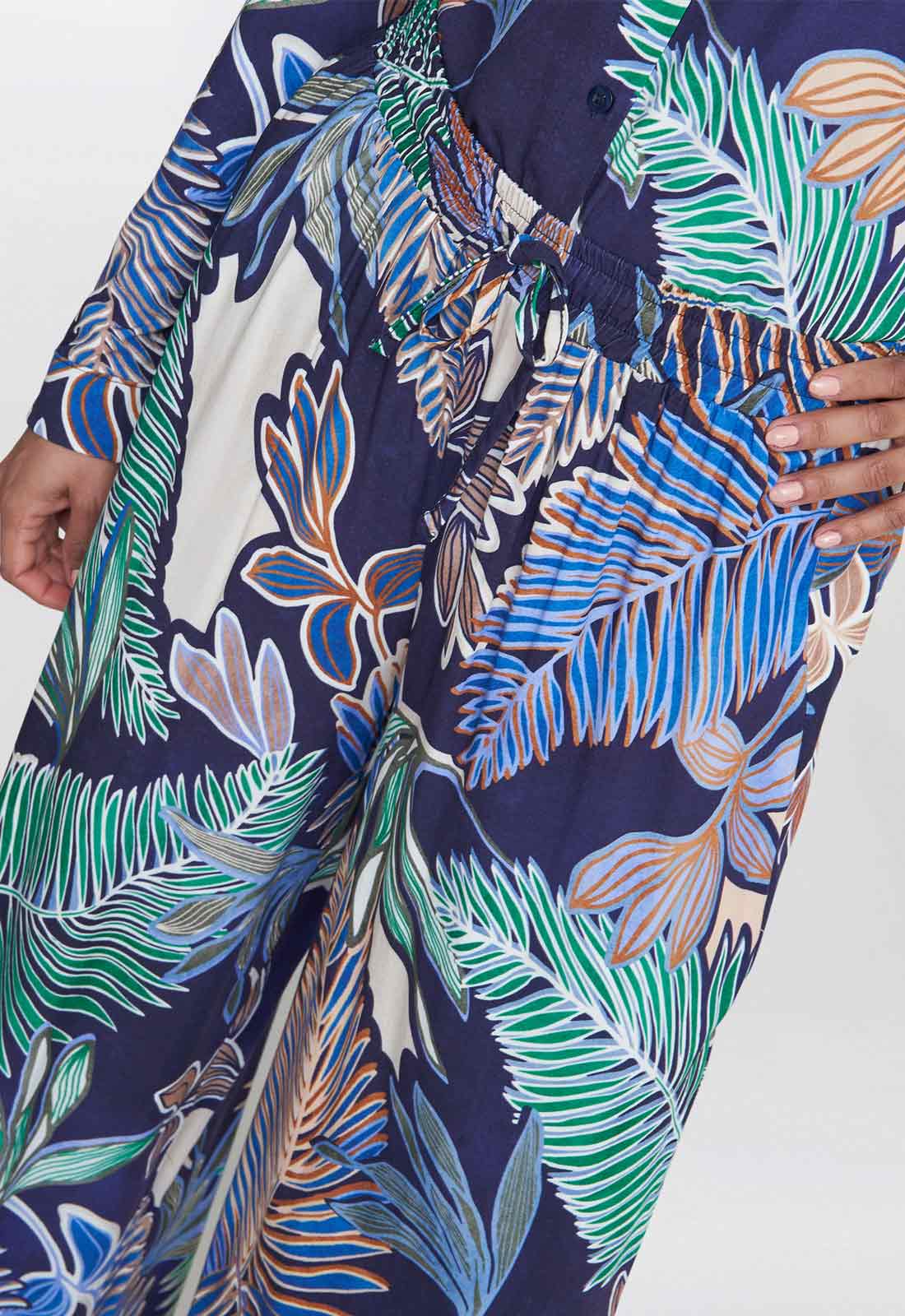 Gina Bacconi Blue Aruna Wide Leg Pull On Trouser - Image 2