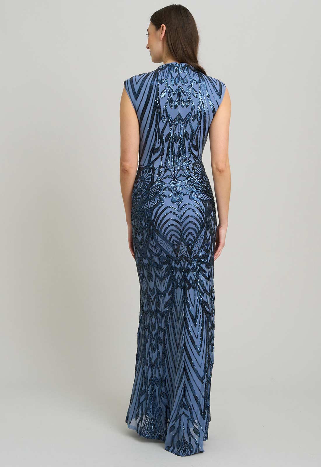 Gina Bacconi BLUE Felice Sequin Embellished Maxi Dress - Image 3