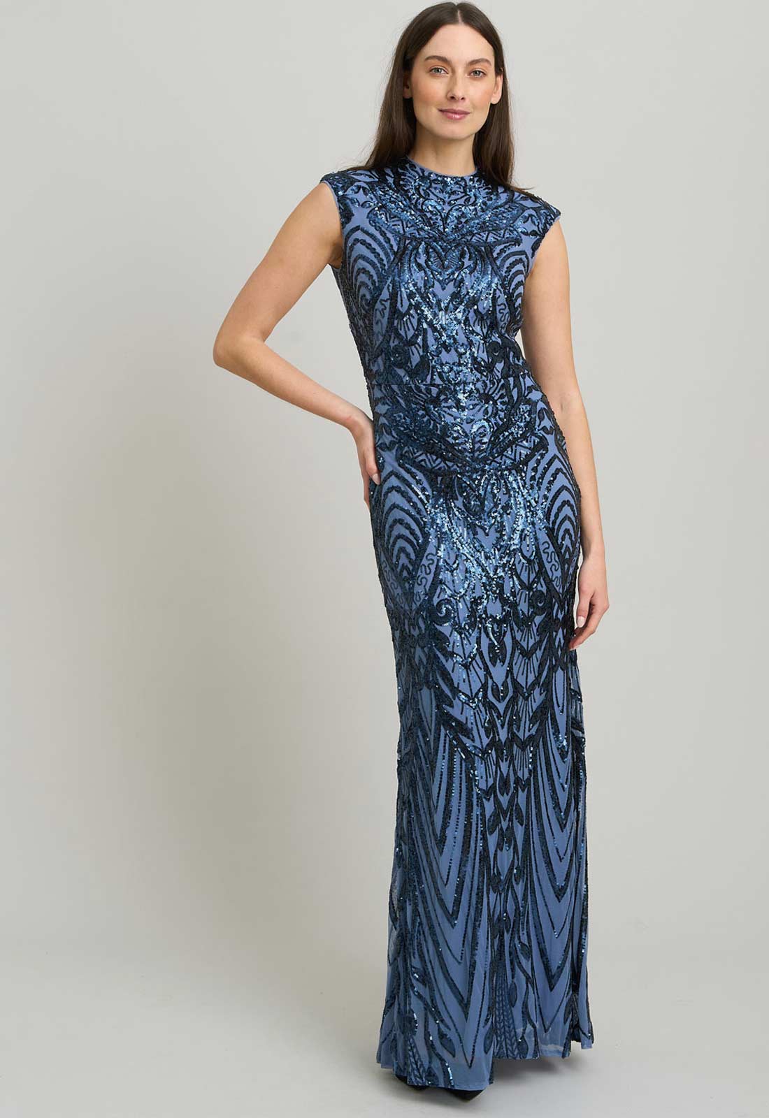 Gina Bacconi BLUE Felice Sequin Embellished Maxi Dress - Image 4