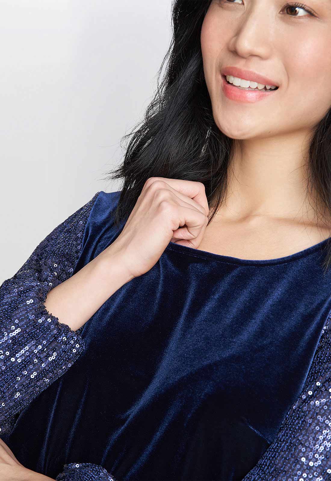 Gina Bacconi Blue Ines Velvet Blouse - Image 3