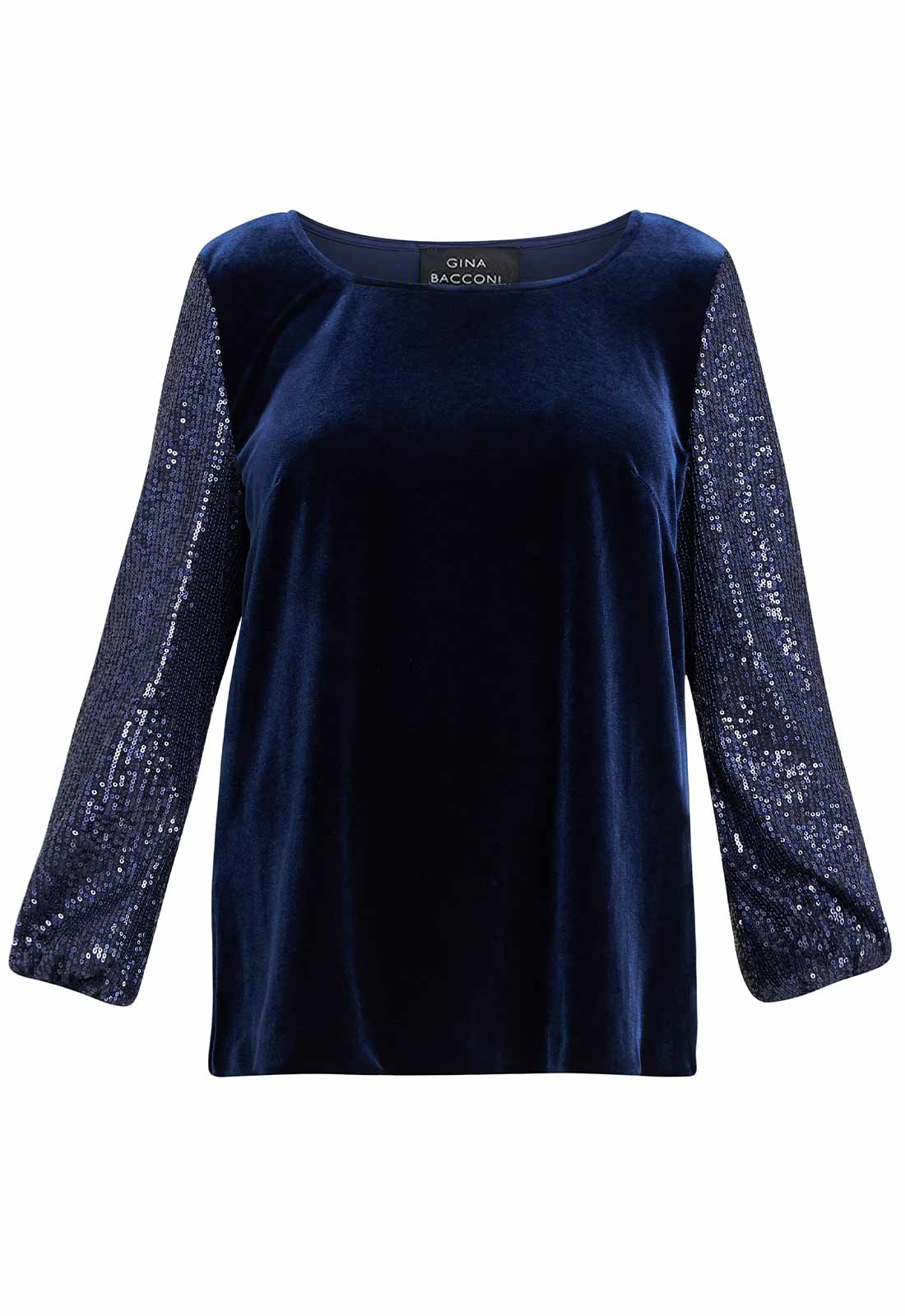 Gina Bacconi Blue Ines Velvet Blouse - Image 4