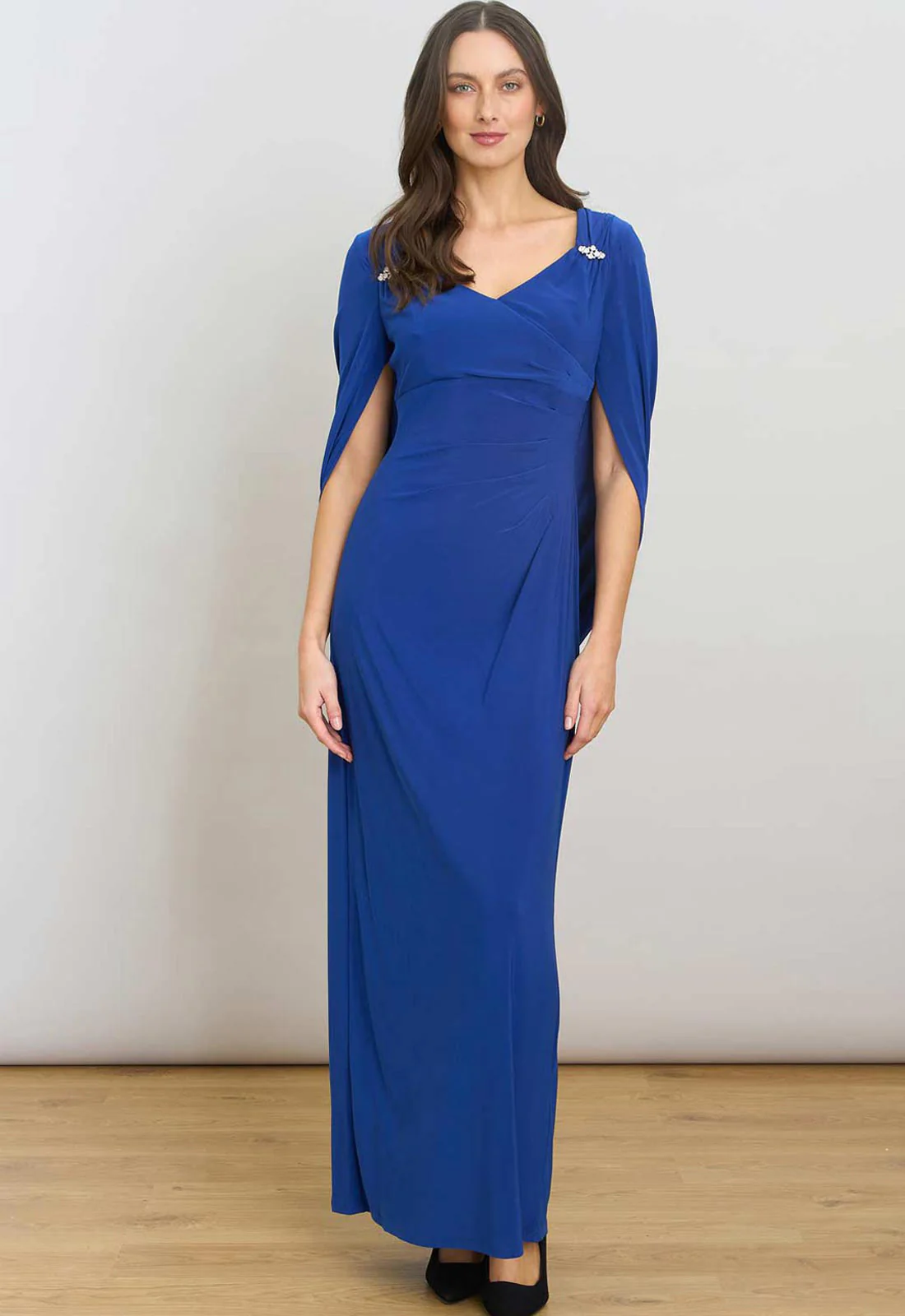 Gina Bacconi BLUE Jenna Draped Back Shoulder Maxi Dress - Image 2