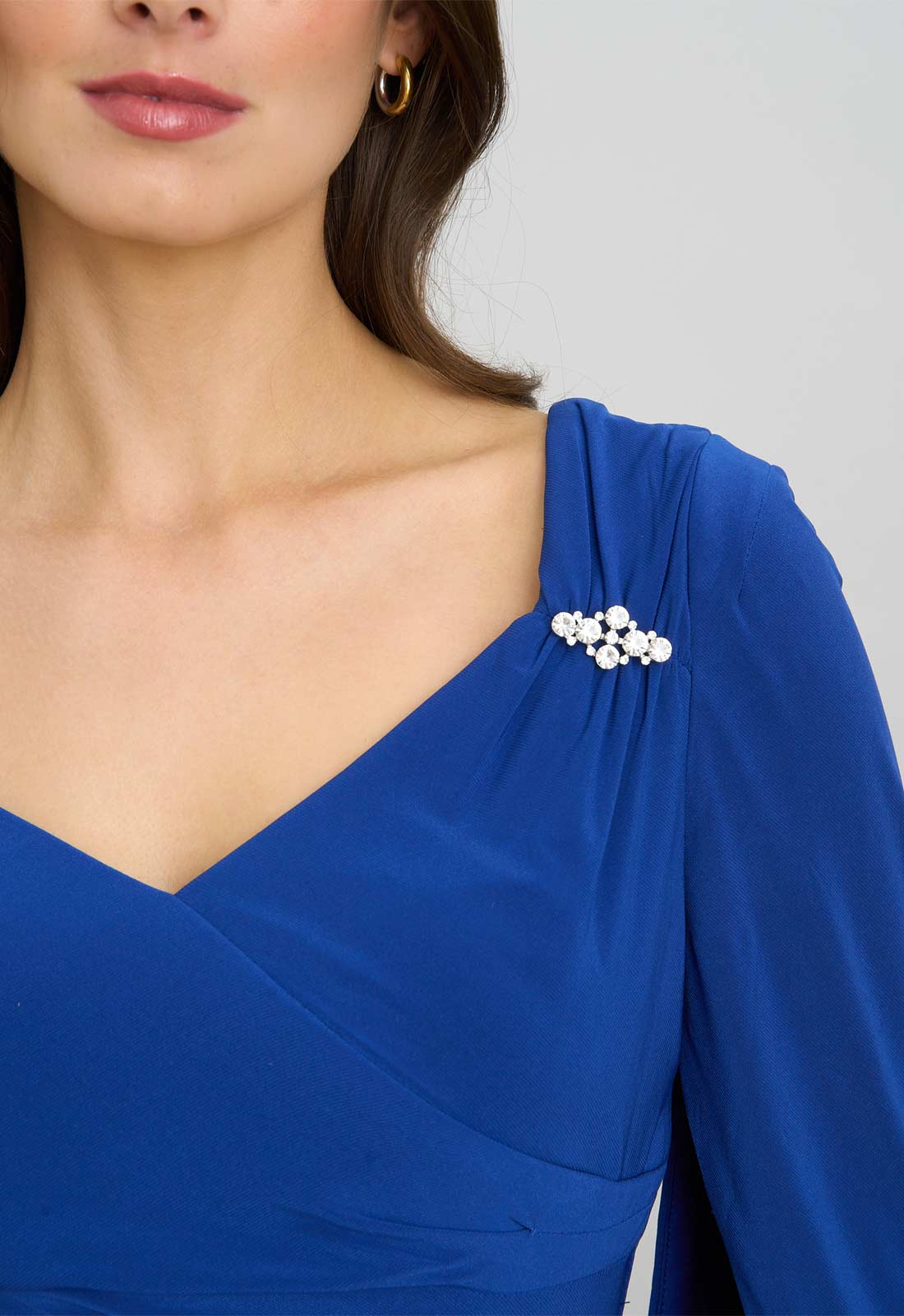 Gina Bacconi BLUE Jenna Draped Back Shoulder Maxi Dress - Image 4