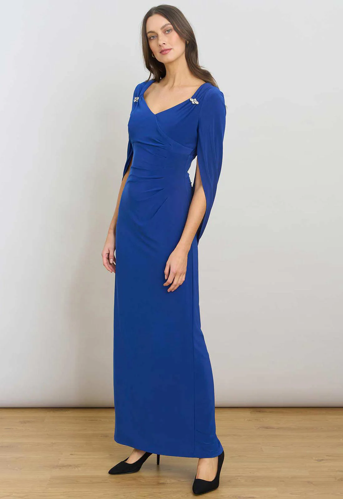 Gina Bacconi BLUE Jenna Draped Back Shoulder Maxi Dress - Image 5