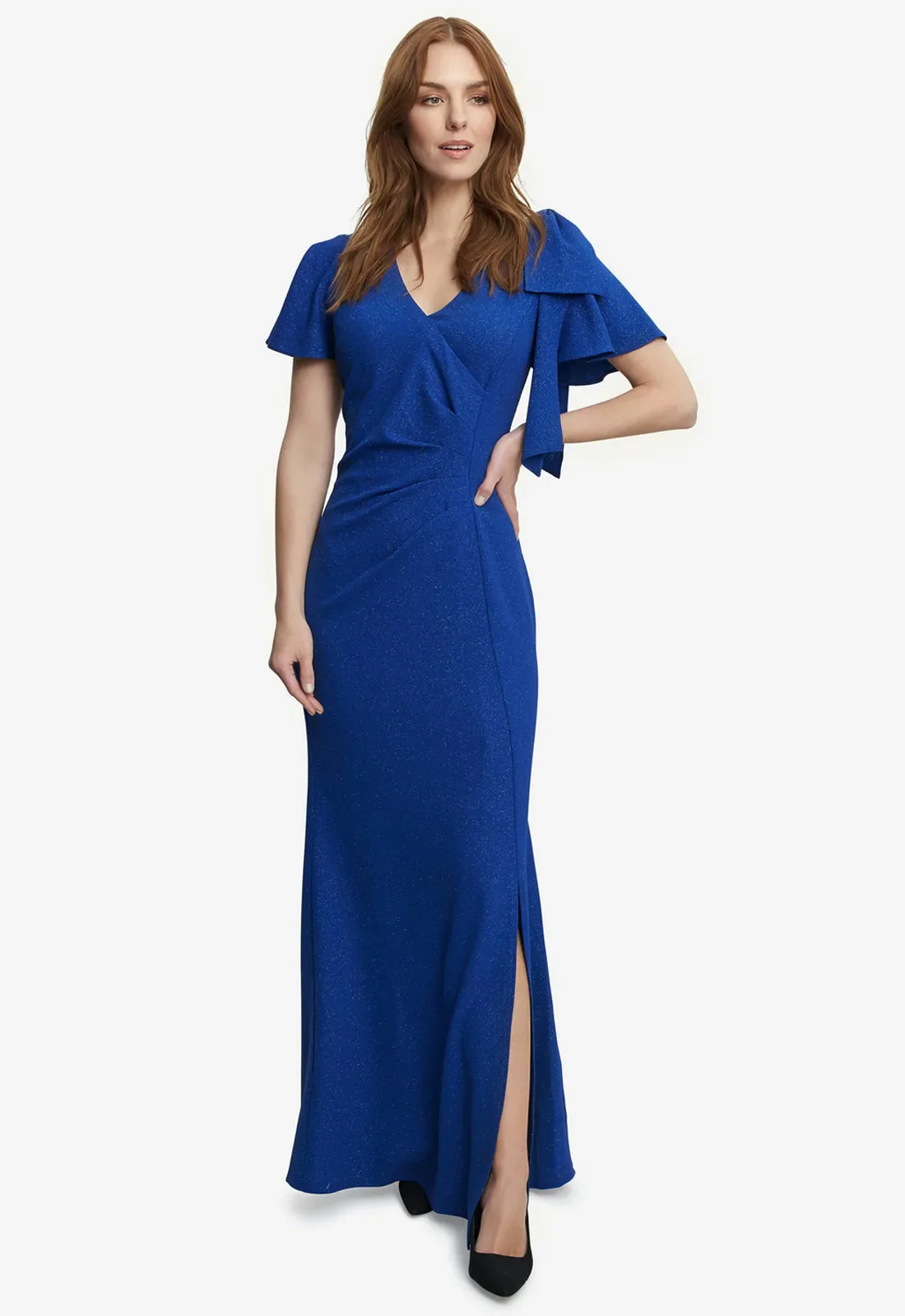 Gina Bacconi Blue Metallic Maxi Dress - Image 2