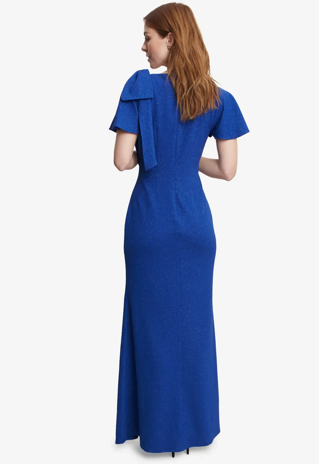Gina Bacconi Blue Metallic Maxi Dress - Image 3