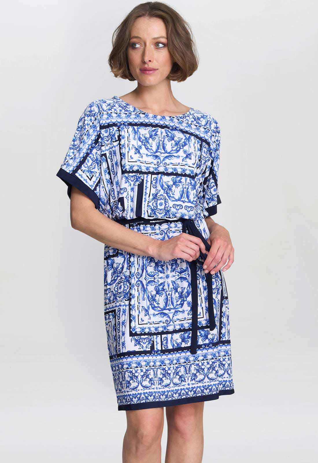 Gina Bacconi BLUE Tisha Belted Shift Dress - Image 2