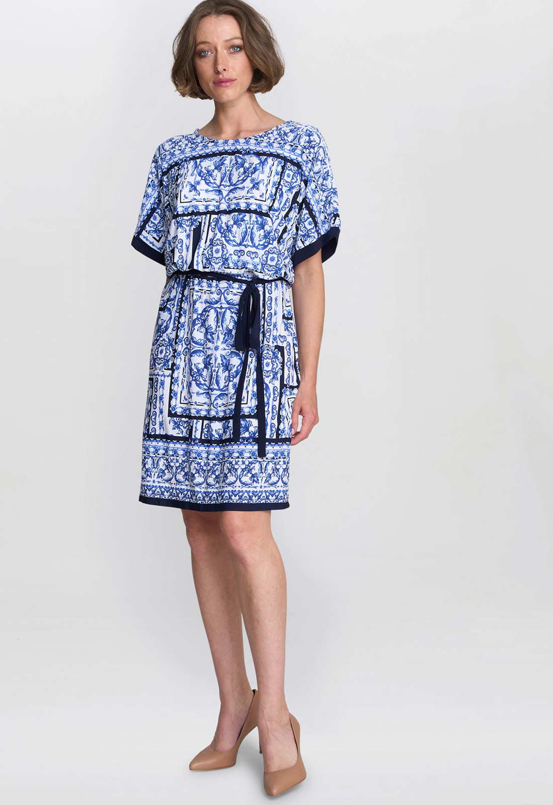 Gina Bacconi BLUE Tisha Belted Shift Dress - Image 4