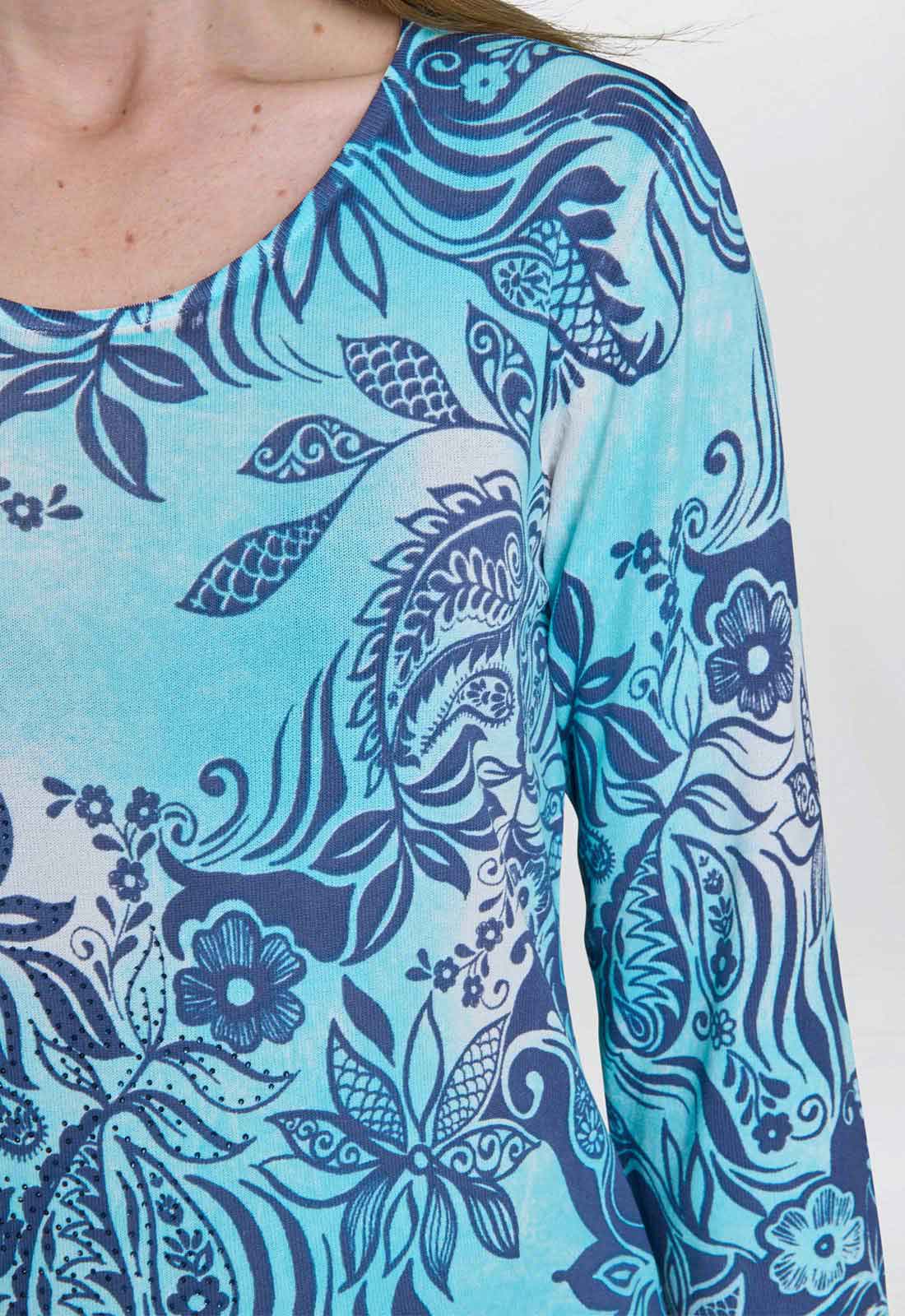 Gina Bacconi Blue Vivien Lightweight Sweater With Diamante Detail - Image 2