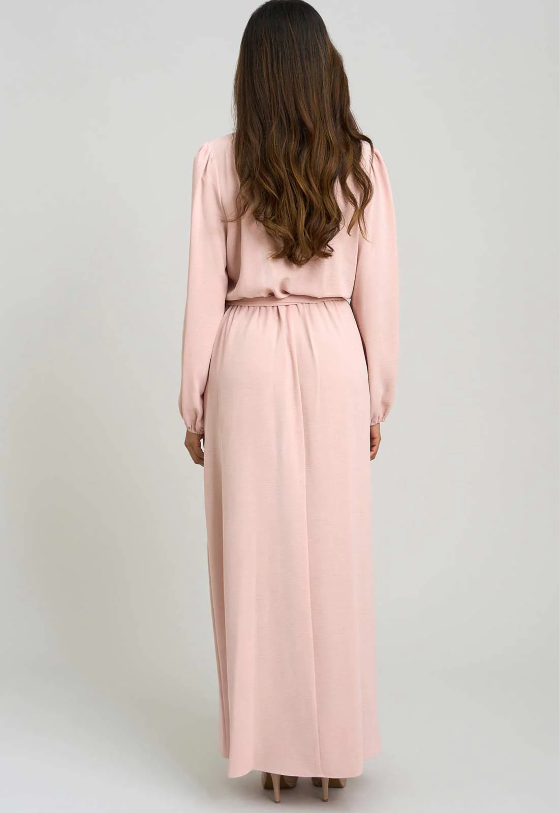 Gina Bacconi BLUSH Bow Wrap Long Sleeve Maxi Dress - Image 6