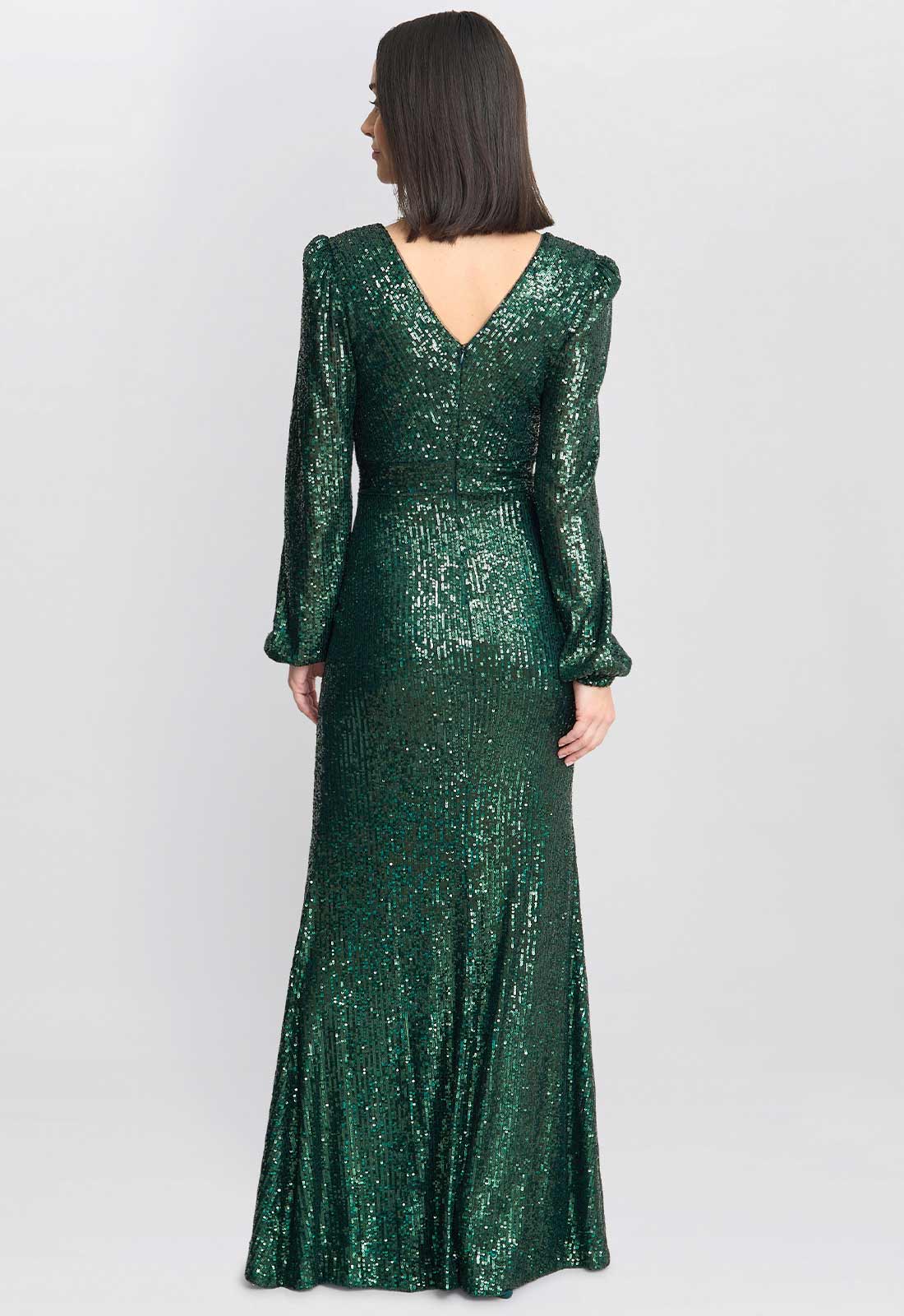 Gina Bacconi Bright Green Alison Sequin V Neck Maxi Dress - Image 3