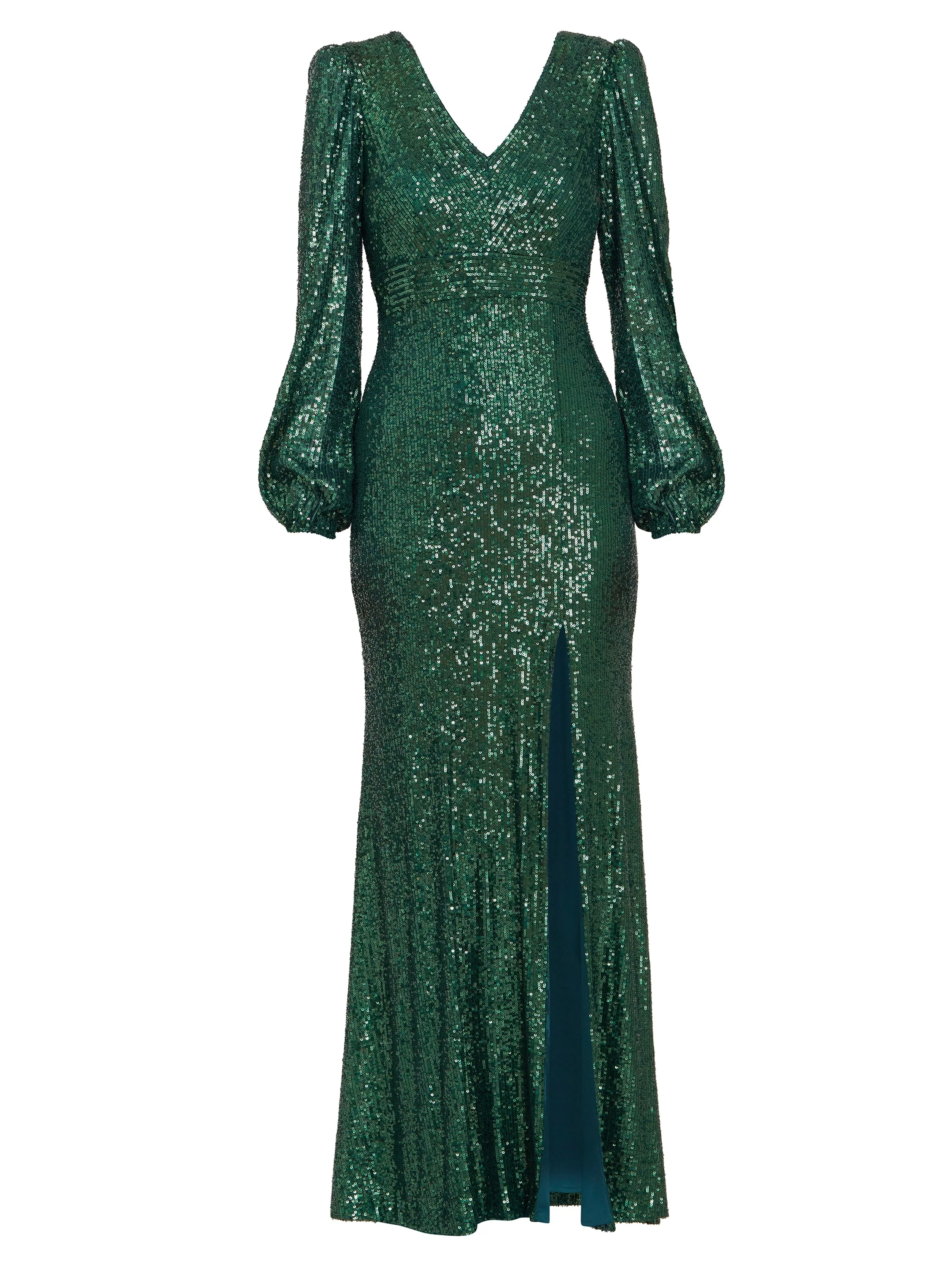 Gina Bacconi Bright Green Alison Sequin V Neck Maxi Dress - Image 4