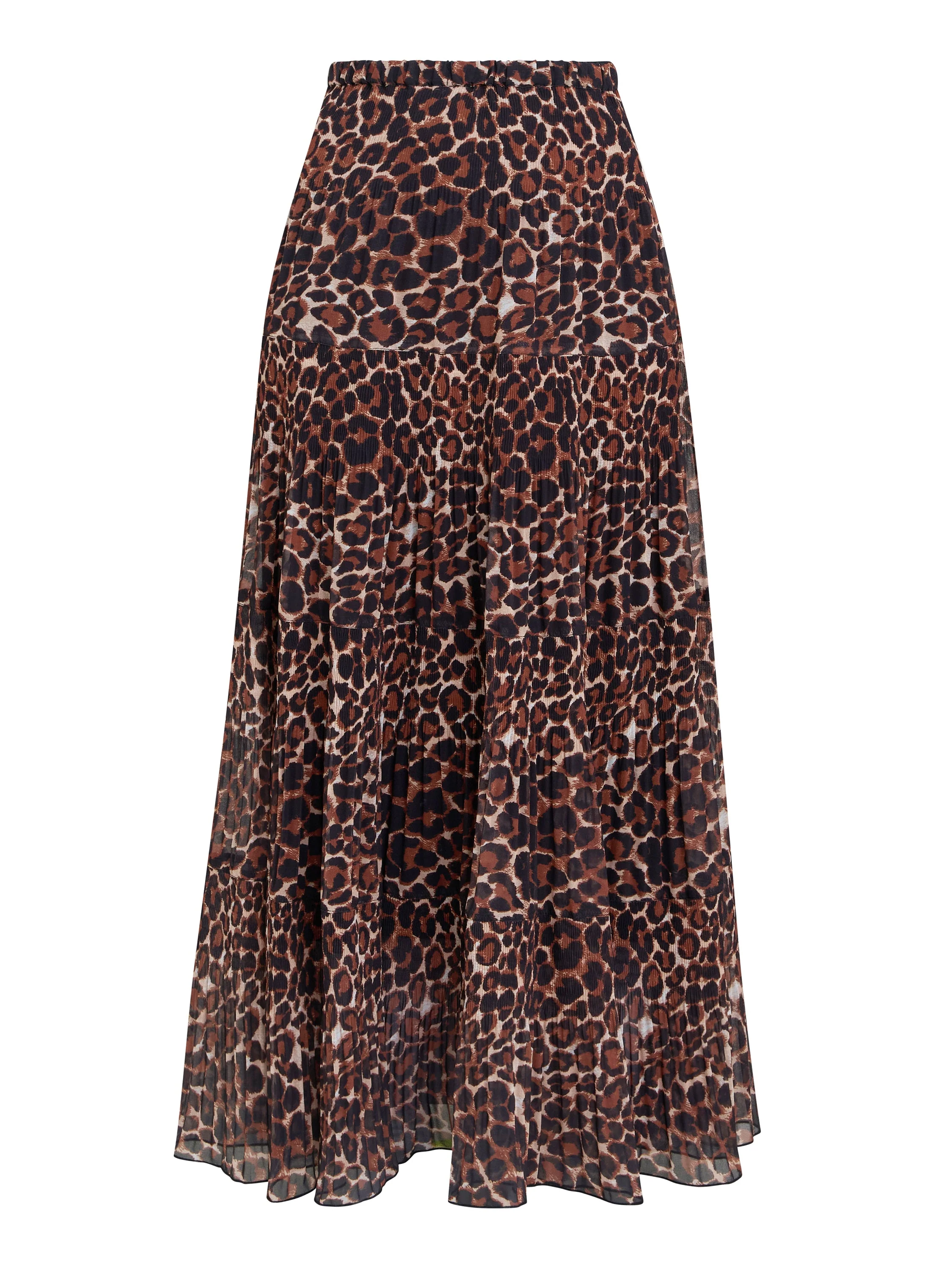 Gina Bacconi Brown Kristy Leopard Print Maxi Skirt