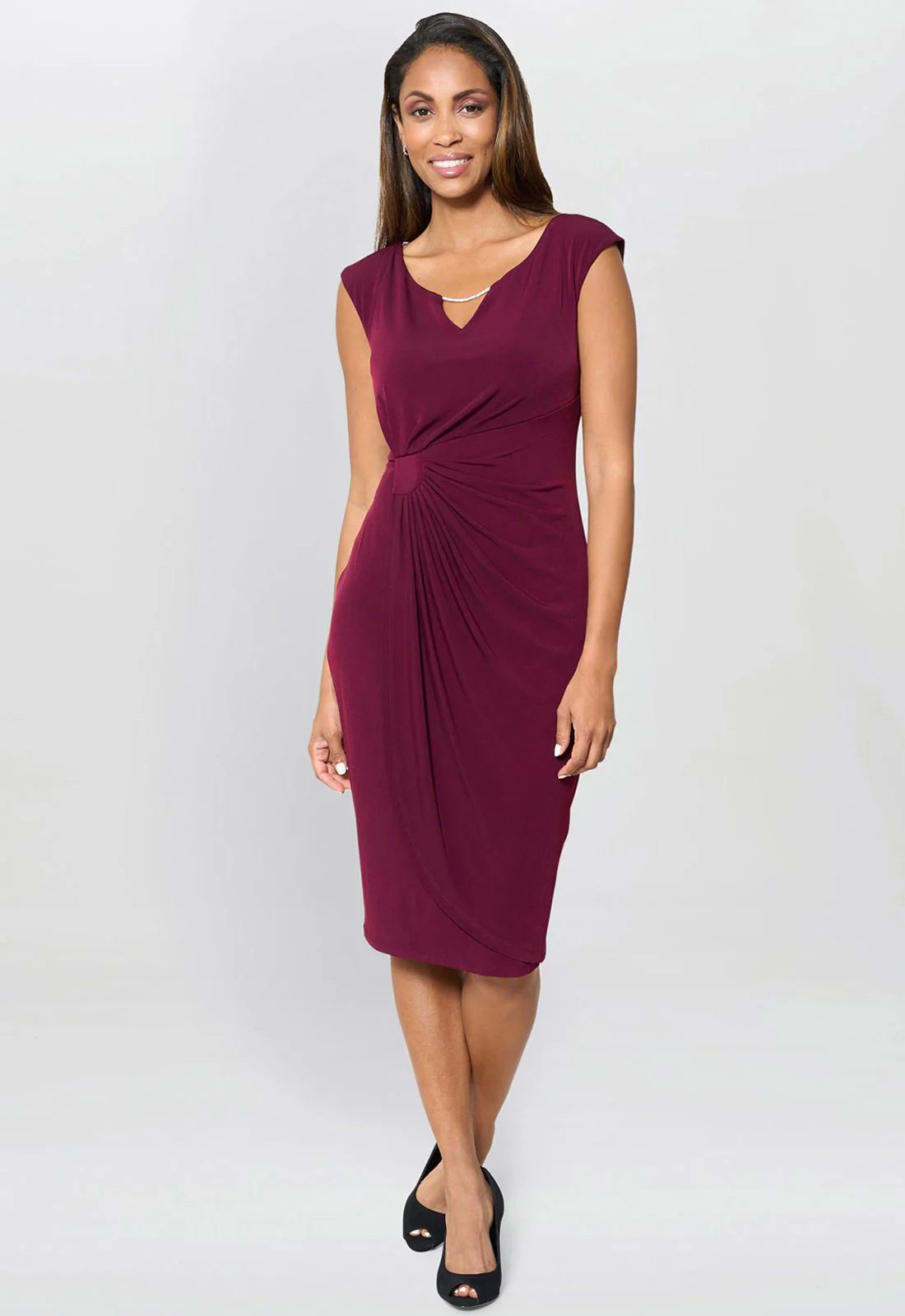Gina Bacconi Burgundy Helen Wrap Dress - Image 2