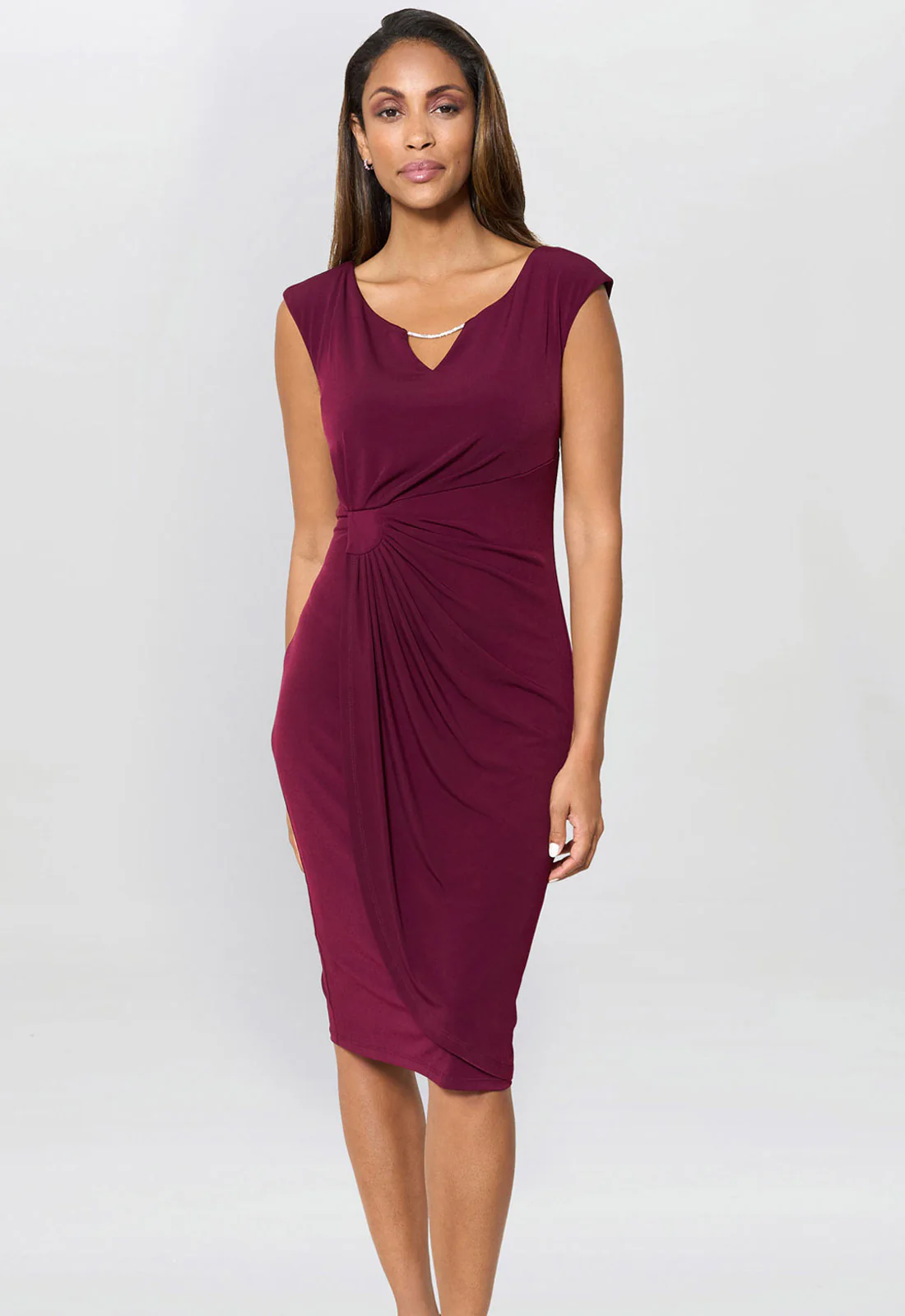 Gina Bacconi Burgundy Helen Wrap Dress - Image 6