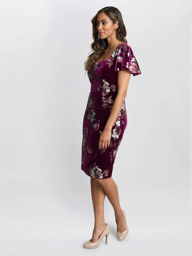 Gina Bacconi Burgundy Paulina Velvet Dress - Image 2
