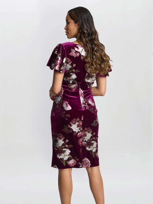 Gina Bacconi Burgundy Paulina Velvet Dress - Image 4