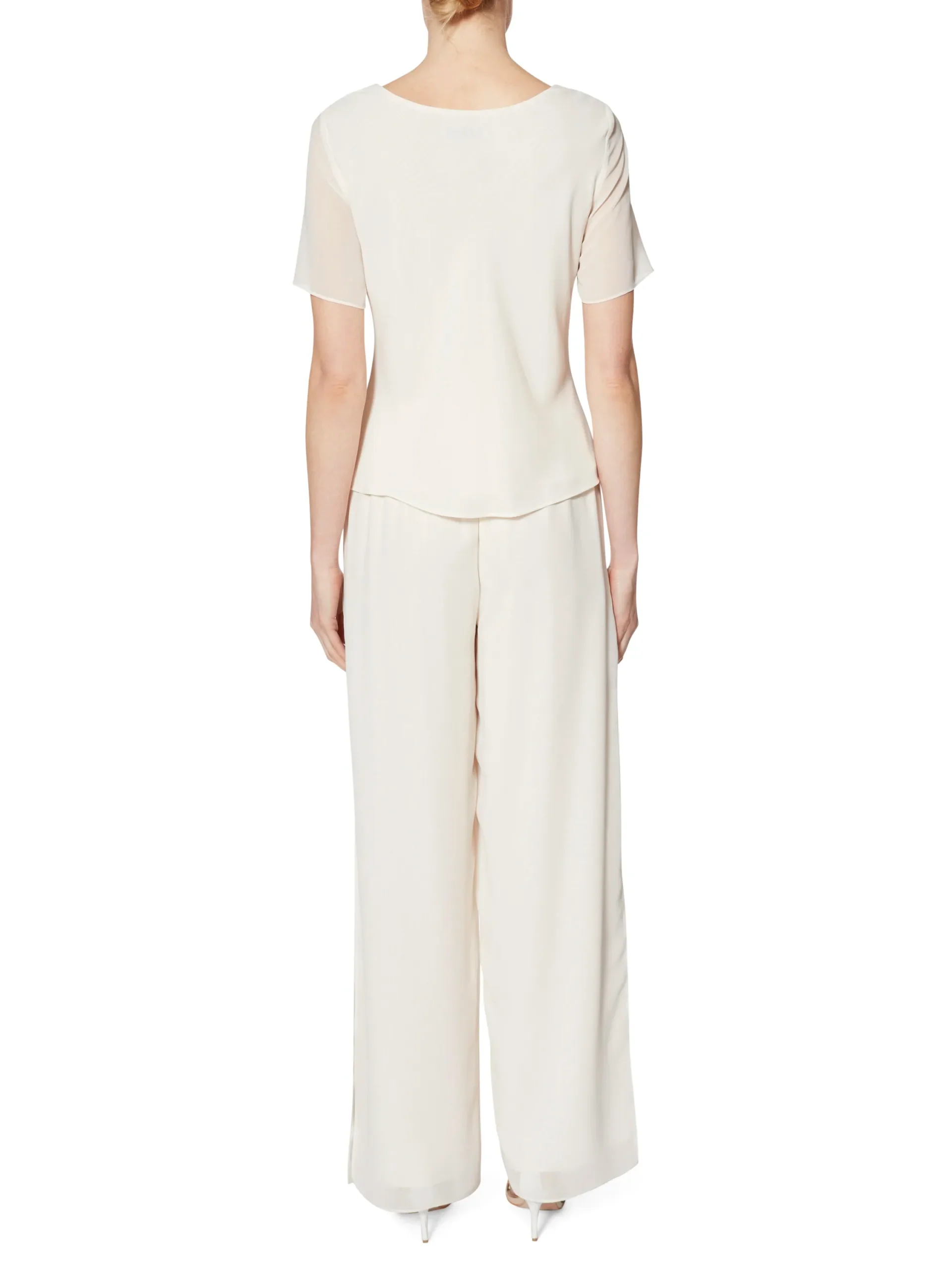 Gina Bacconi Chalk White Triple Layer Chiffon Top - Image 3