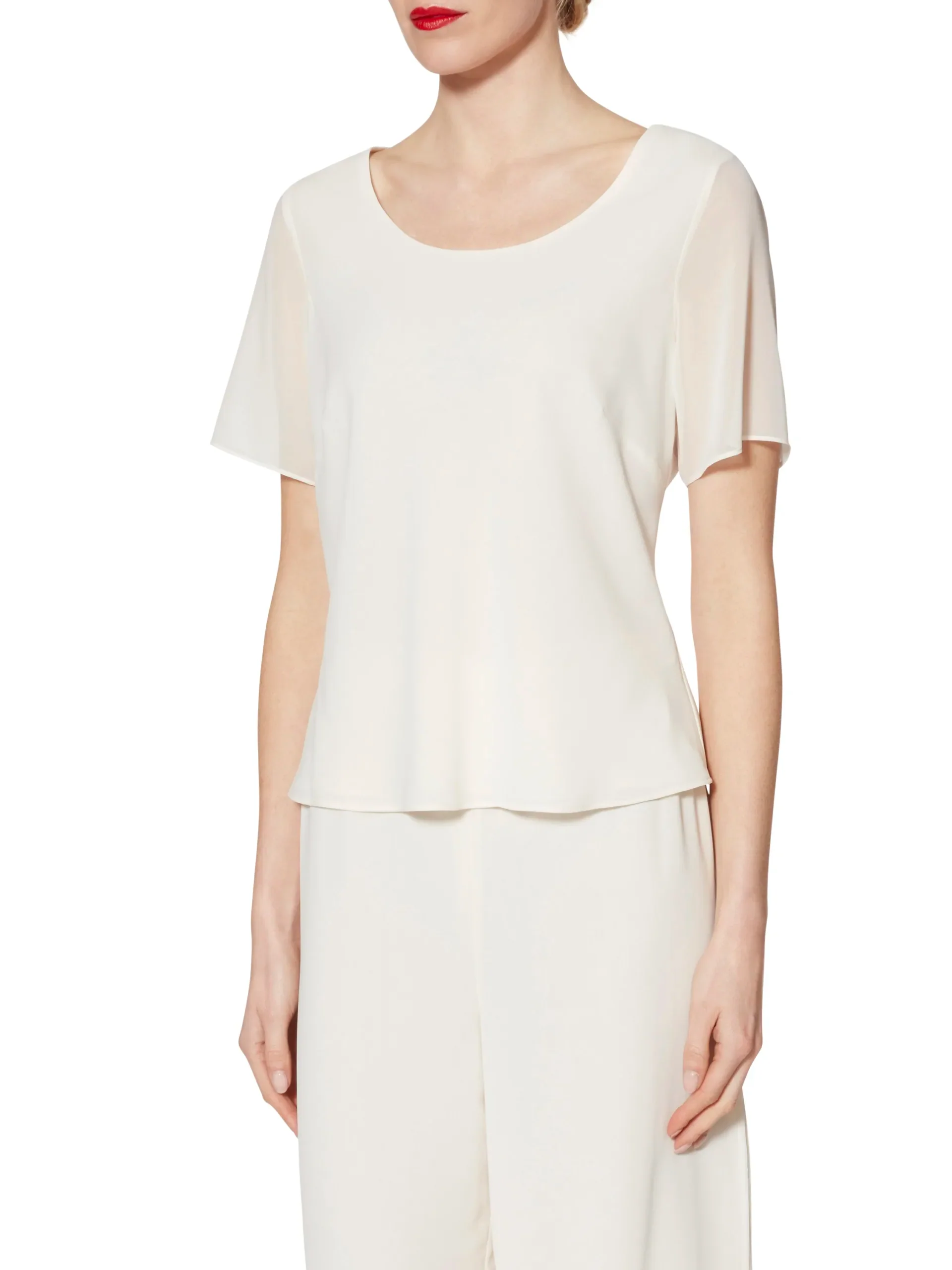 Gina Bacconi Chalk White Triple Layer Chiffon Top - Image 6