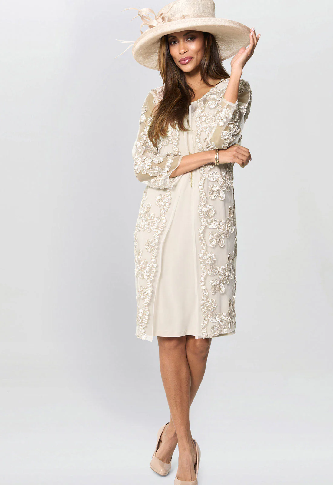 Gina Bacconi Champagne Dollie& Jacket Outfit - Image 3