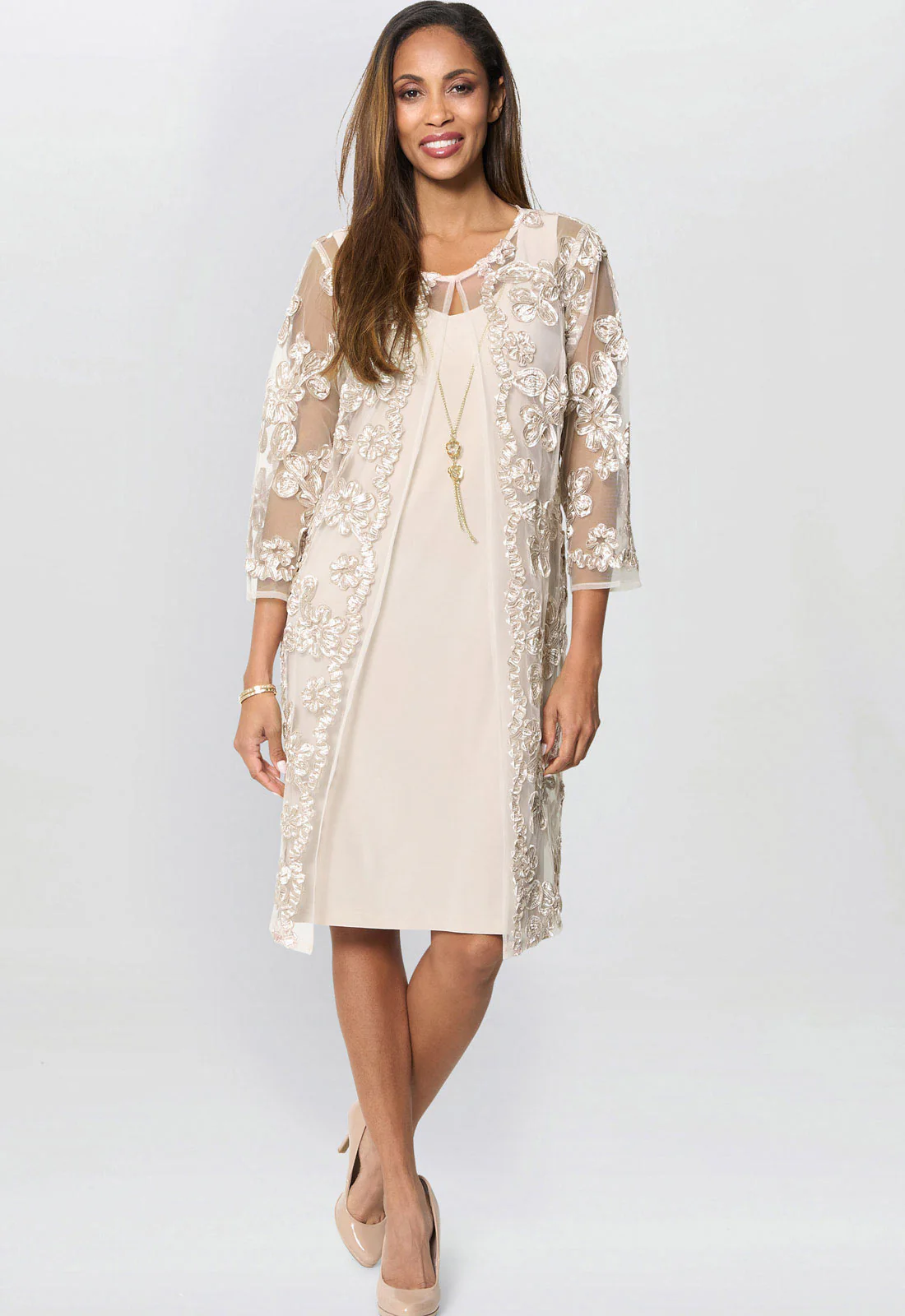 Gina Bacconi Champagne Dollie& Jacket Outfit - Image 6